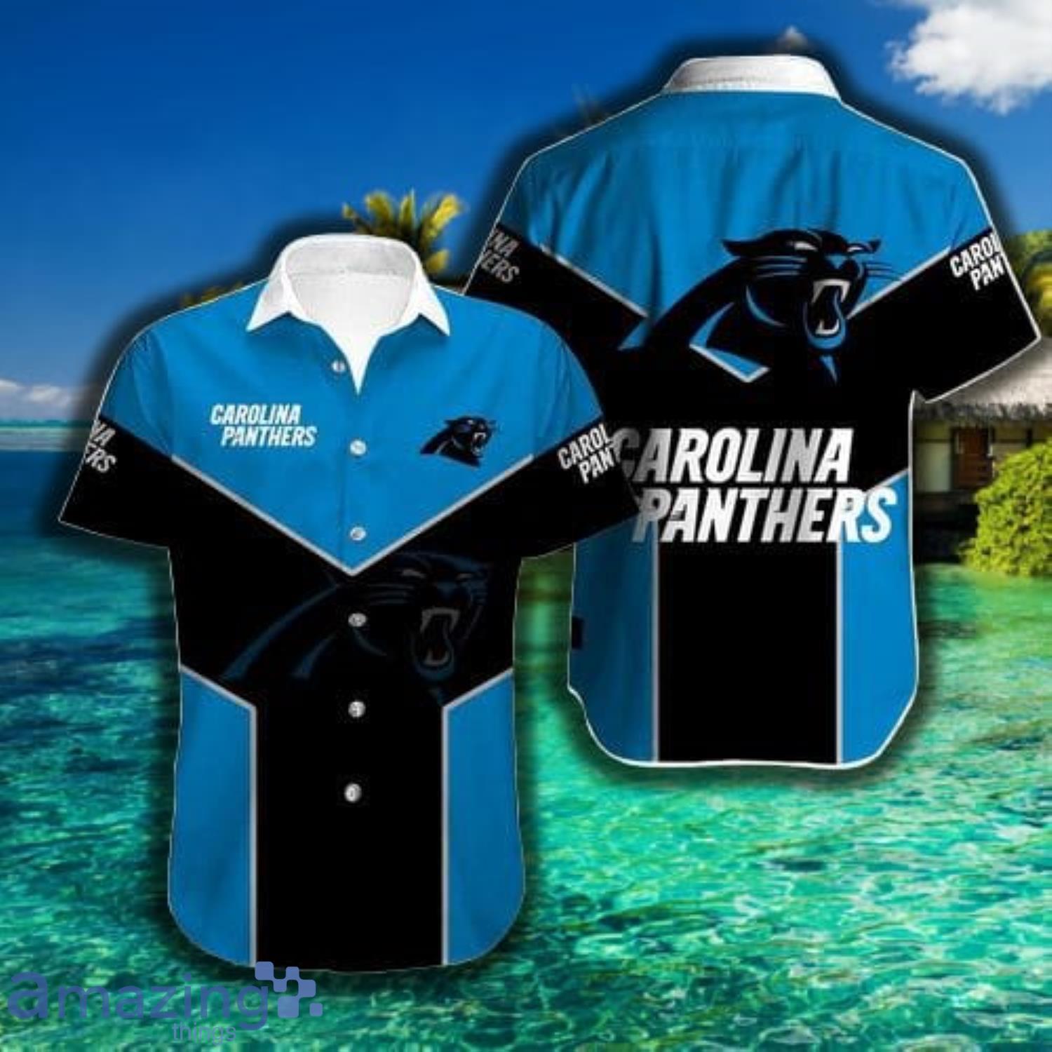 Carolina Panthers Blue And Black Short Sleeve Hawaiian Shirt