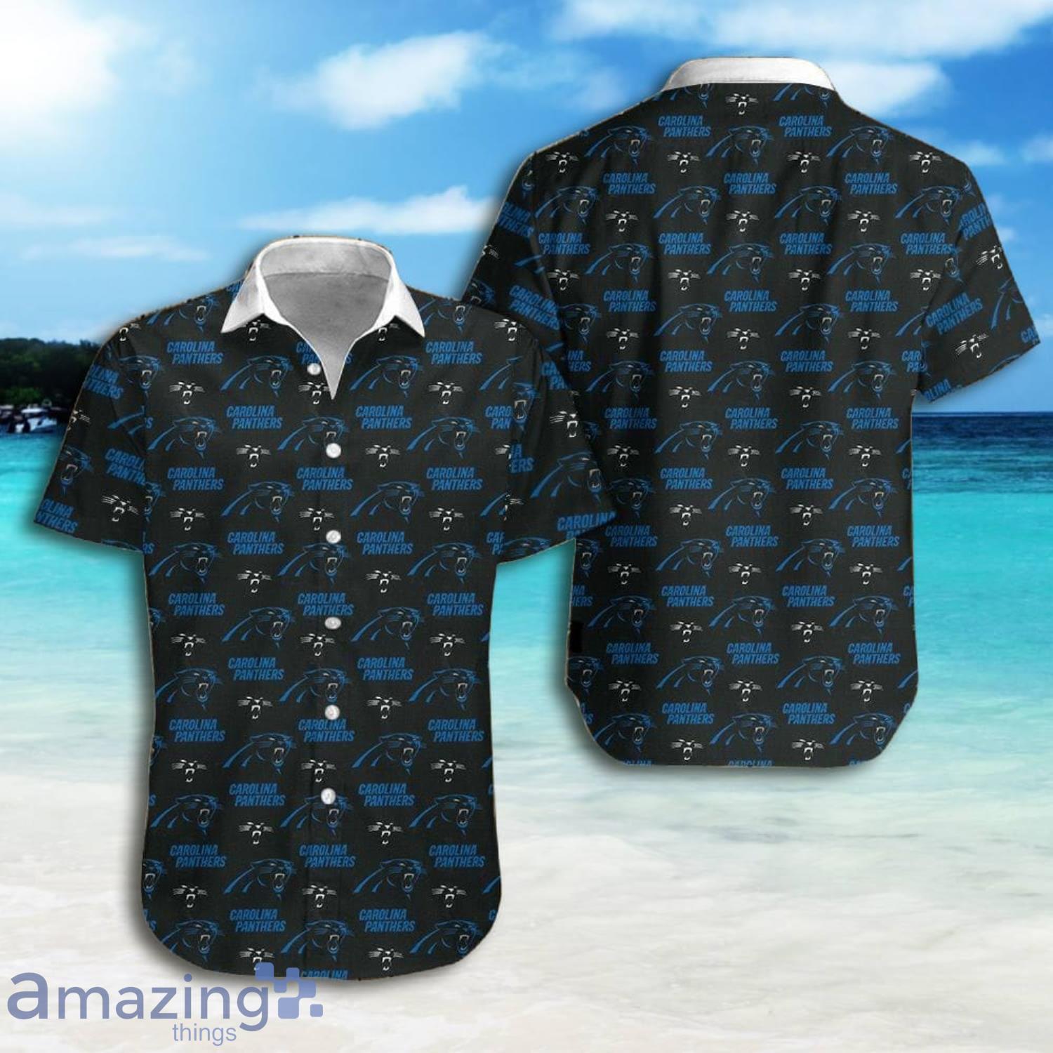 Carolina Panthers Logo Pattern Short Sleeve Hawaiian Shirt Gift For Fans Product Photo 1