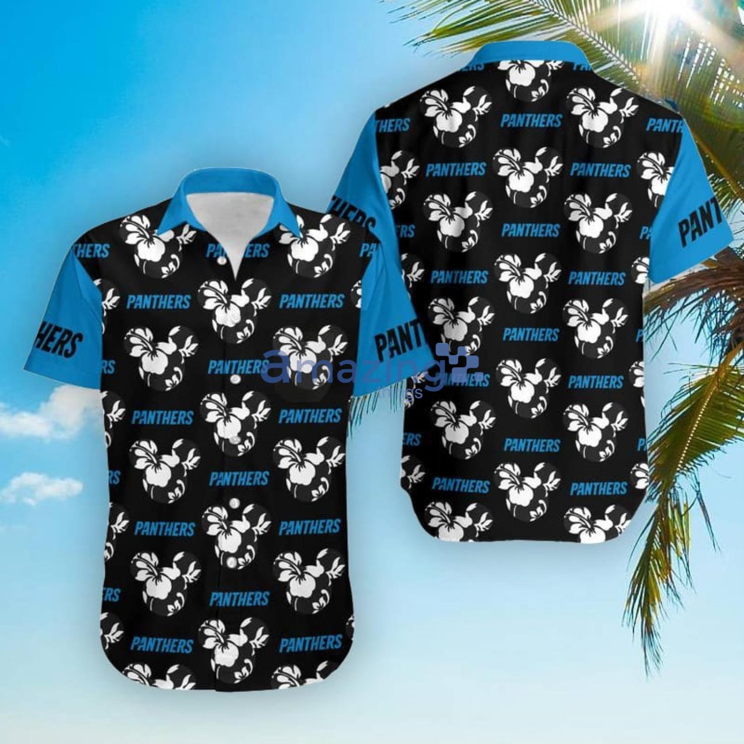 Carolina Panthers Mickey And Flowers Hawaiian Shirt And Shorts Product Photo 1