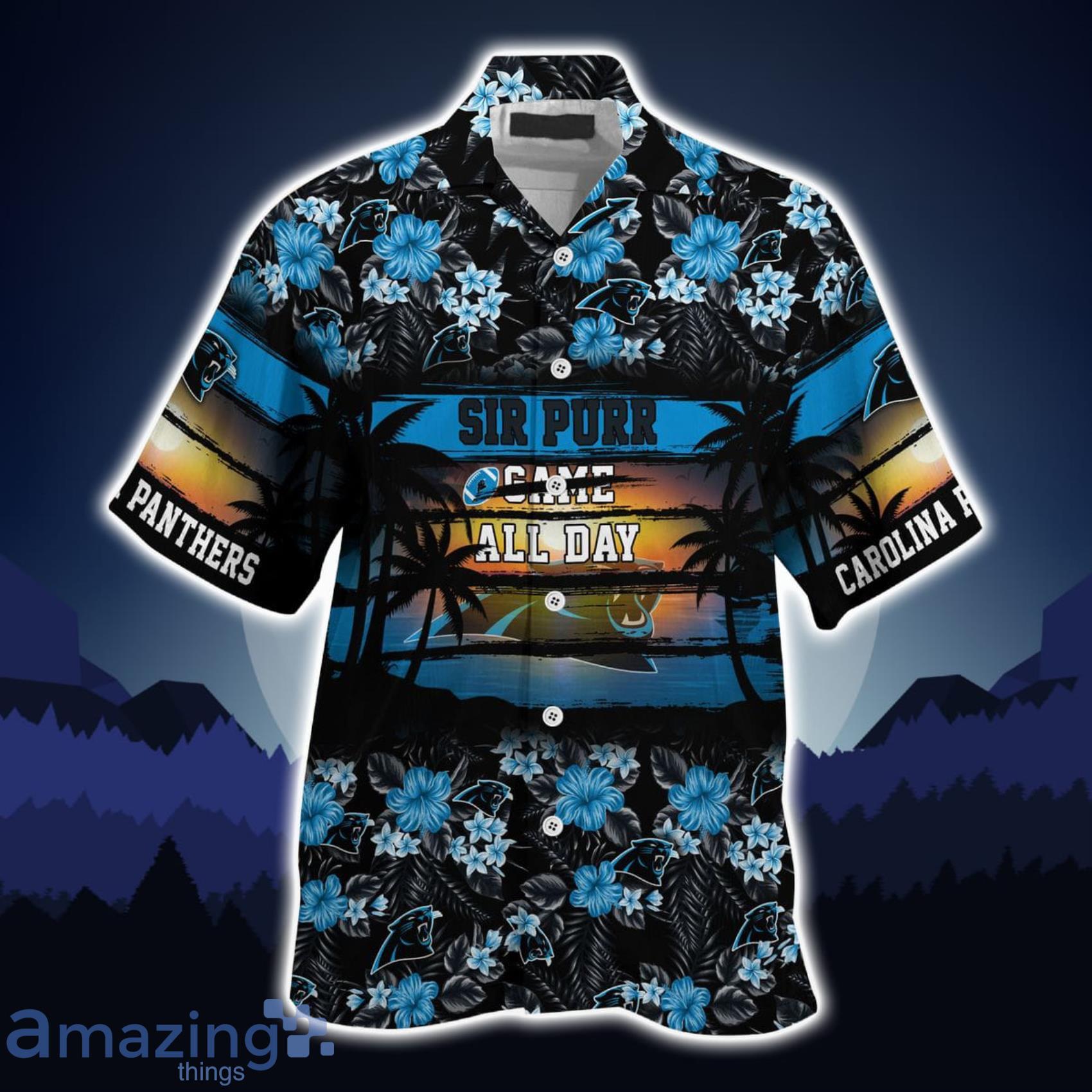 Limited Edition] NFL Carolina Panthers Tree and Floral Blue Hawaiian Shirt