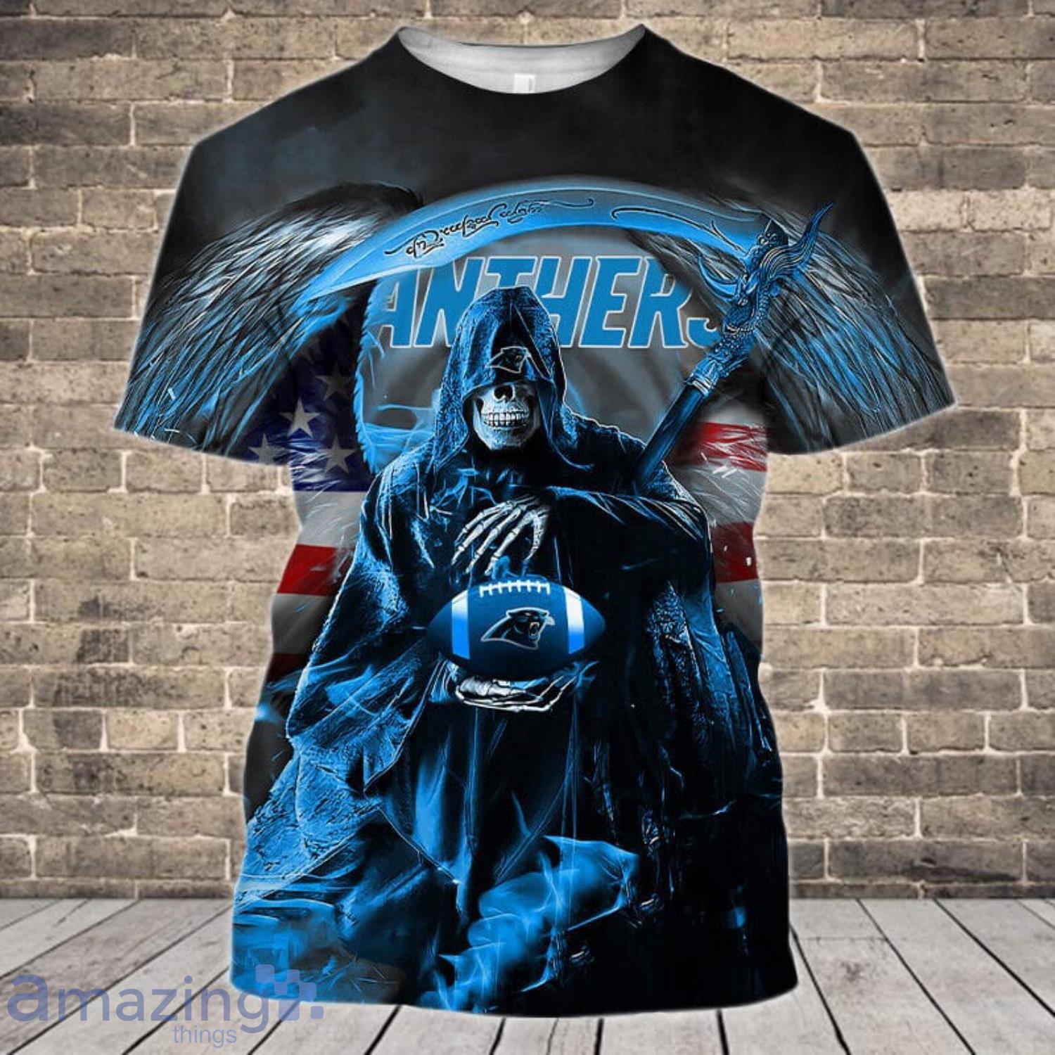 Carolina Panthers Skull Wings 3D T-Shirts Gift For Halloween