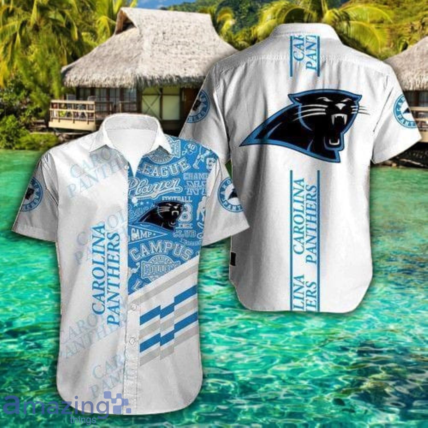 Carolina Panthers White Short Sleeve Hawaiian Shirt Product Photo 1