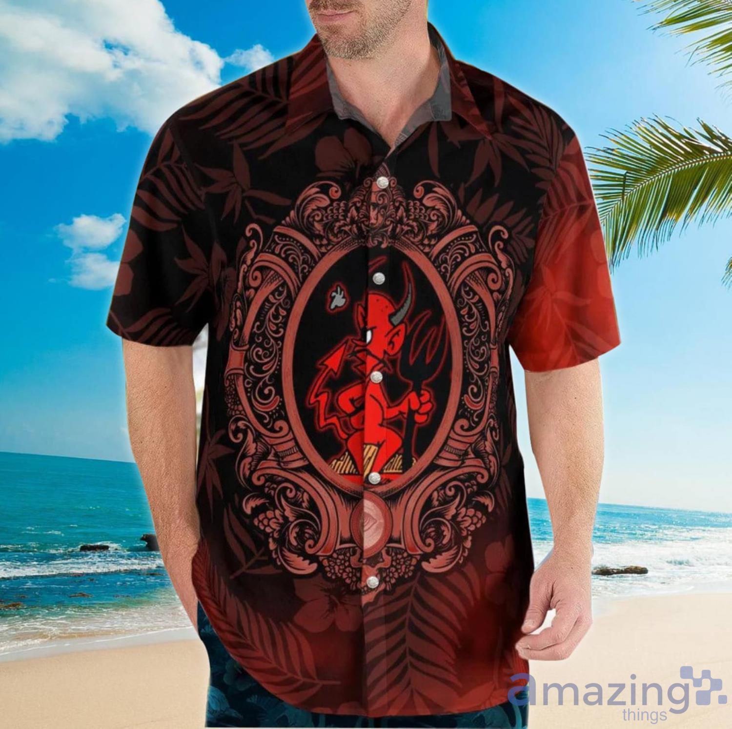 Cartoon Styled Demon Satanic Aloha Happy Summer Hawaiian Shirt For Men And Women Product Photo 1
