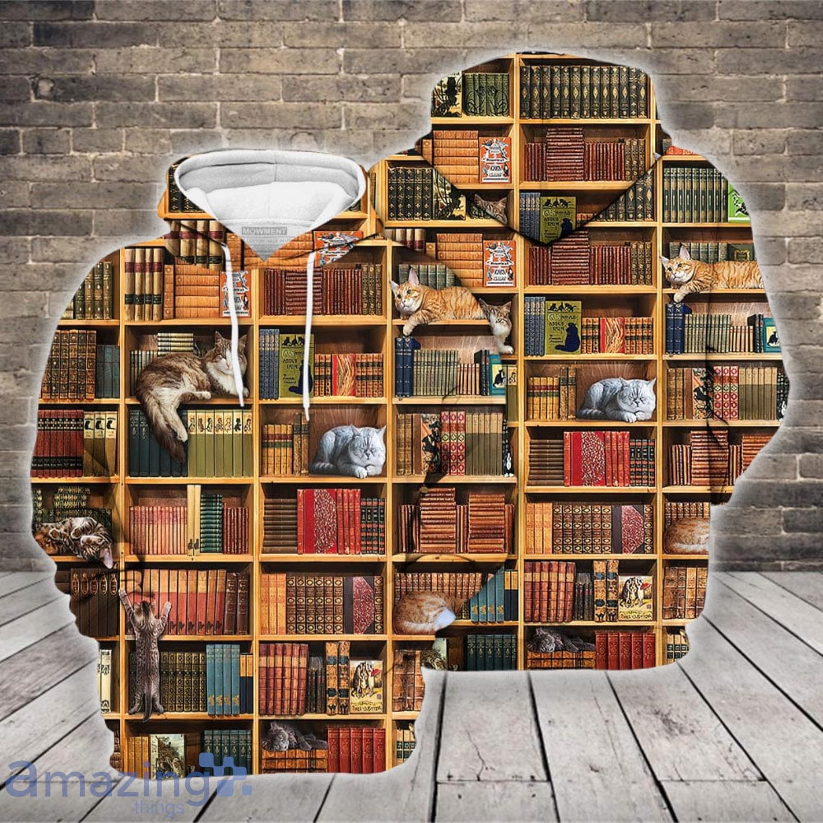 Cat Book Cat Love Books 3D Hoodie Product Photo 1