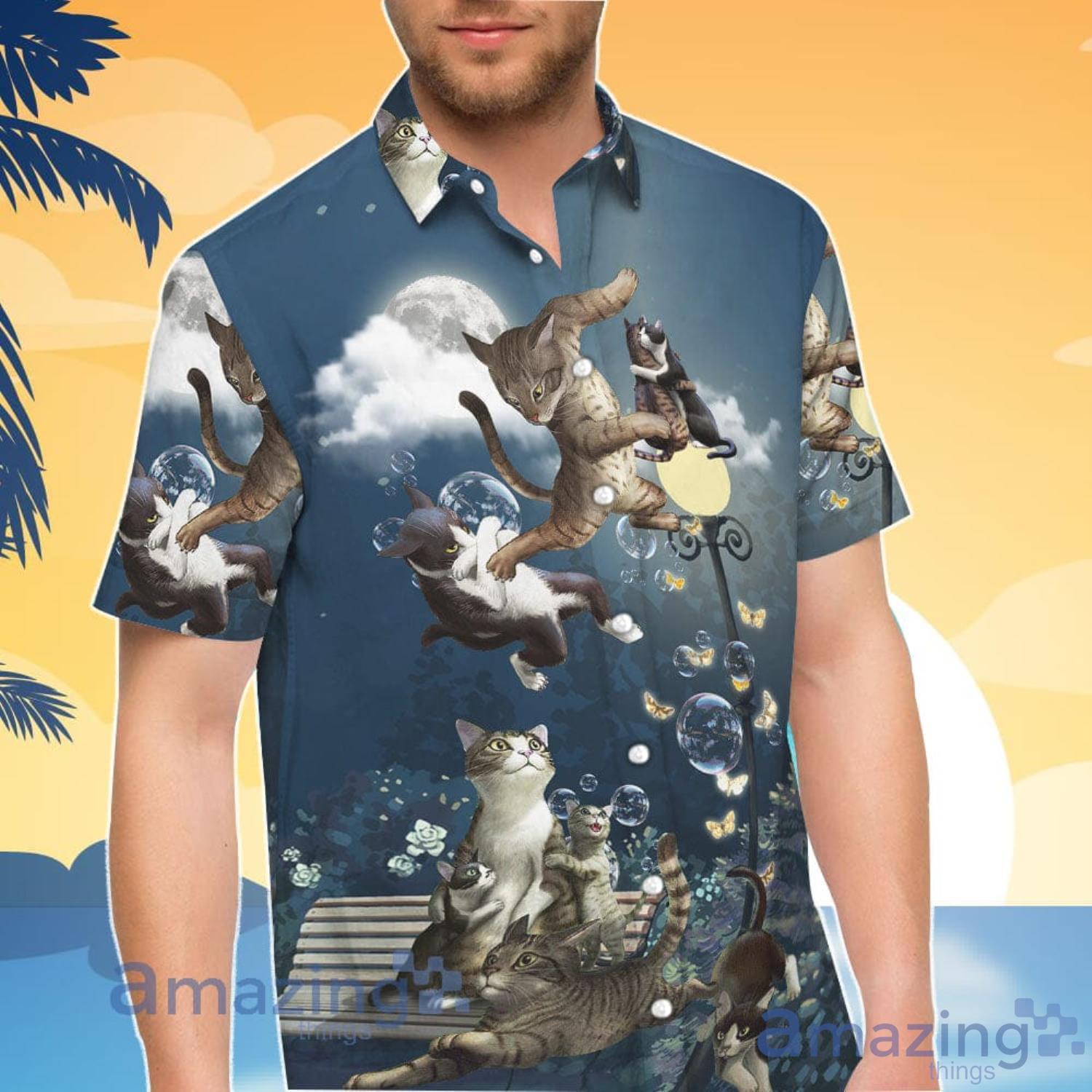 Cat Button Up Shirt Funny Collection Of Cats In A Park Hawaiian Shirt And Shorts image Cat Button Up Shirt Funny Collection Of Cats In A Park Hawaiian Shirt And Shorts Product Photo 2