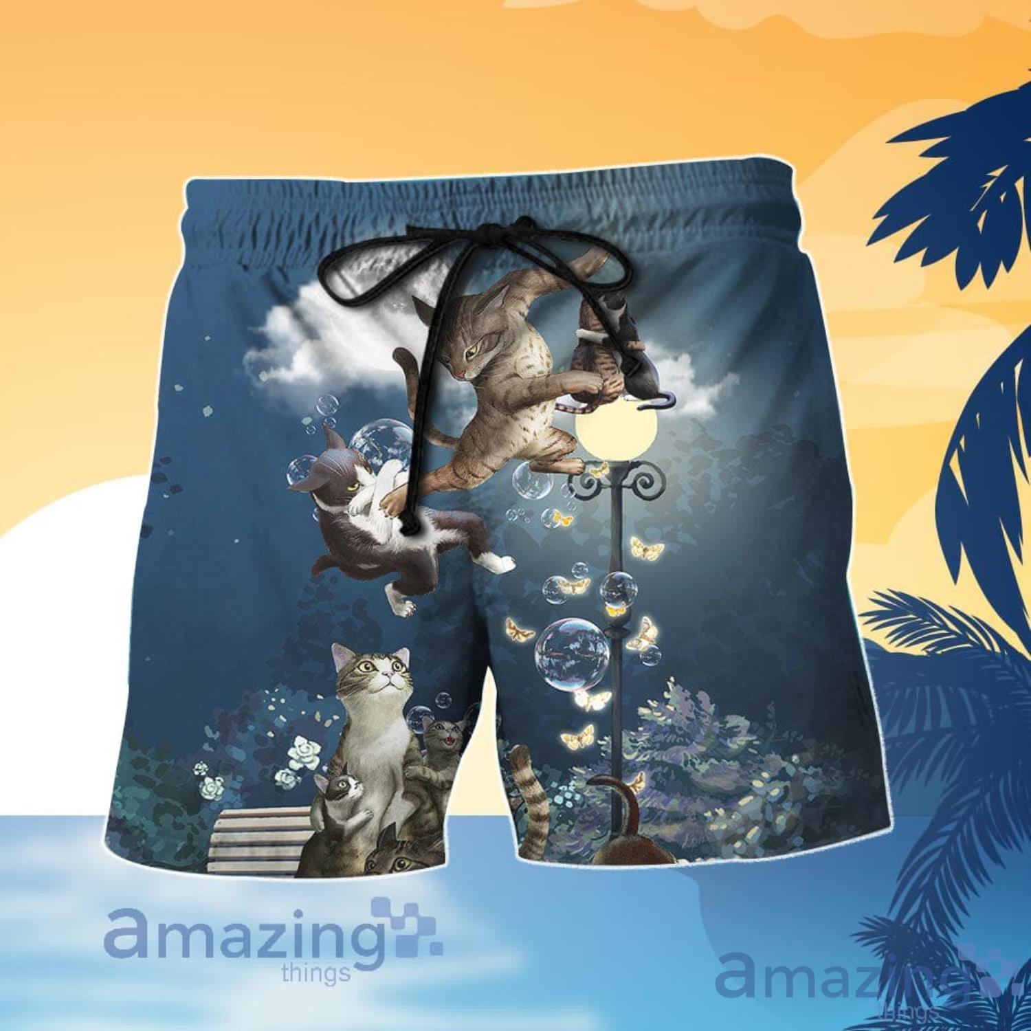 Cat Button Up Shirt Funny Collection Of Cats In A Park Hawaiian Shirt And Shorts image Cat Button Up Shirt Funny Collection Of Cats In A Park Hawaiian Shirt And Shorts Product Photo 3