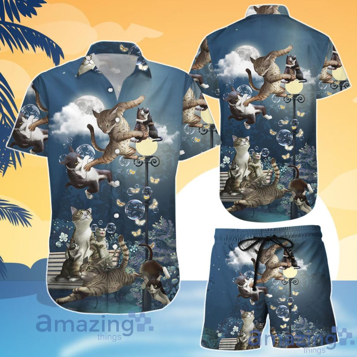 Cat Button Up Shirt Funny Collection Of Cats In A Park Hawaiian Shirt And Shorts Product Photo 1 Cat Button Up Shirt Funny Collection Of Cats In A Park Hawaiian Shirt And Shorts Product Photo 1