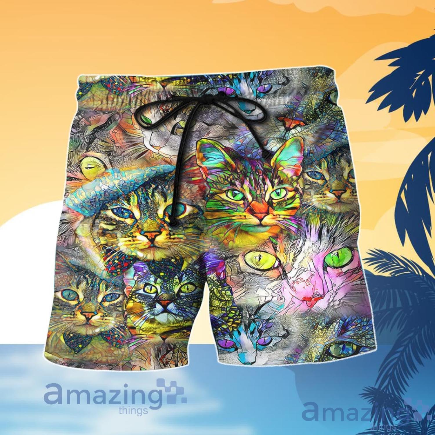 Cat Lover Cat Colorful Hawaiian Shirt And Shorts image Cat Lover Cat Colorful Hawaiian Shirt And Shorts Product Photo 3