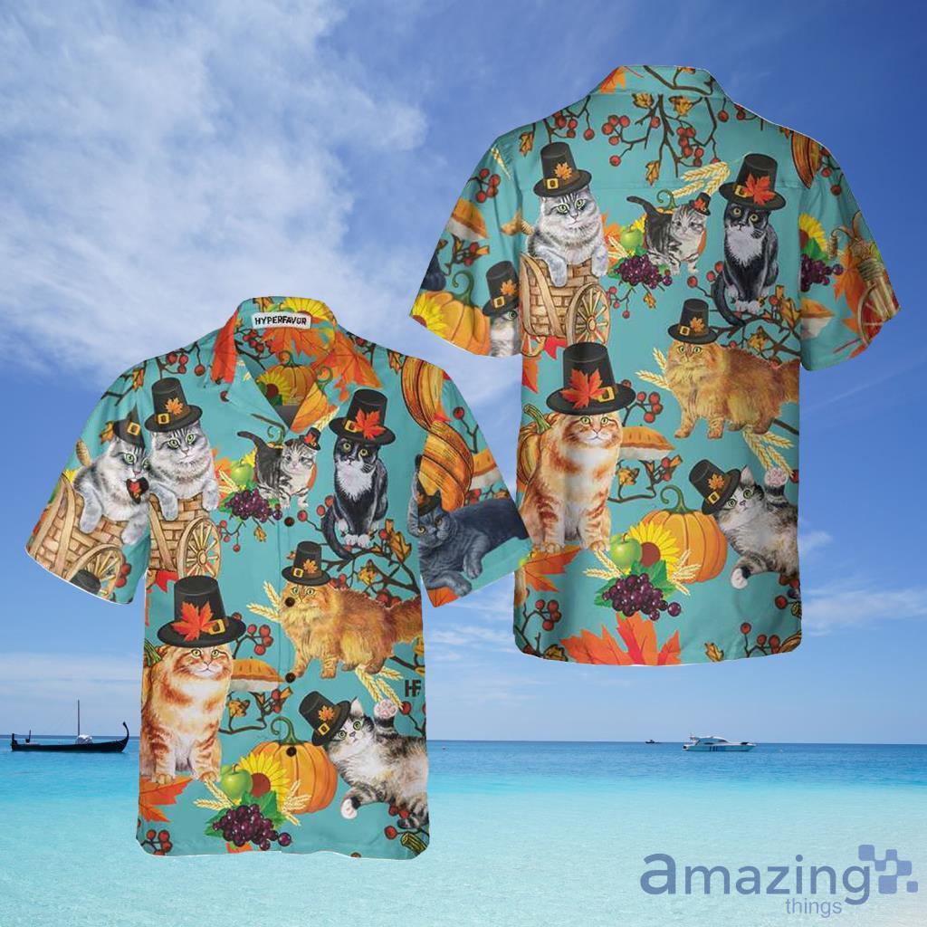 Cats Thanksgiving Hawaiian Shirt For Men And Women - Cats Thanksgiving Hawaiian Shirt For Men And Women