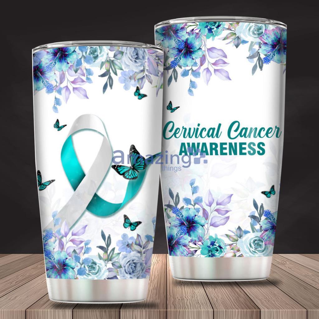 Cervical Cancer Awareness Tumbler Ribbon Flower Tumbler Stainless Steel - Cervical Cancer Awareness Tumbler Ribbon Flower Tumbler Stainless Steel
