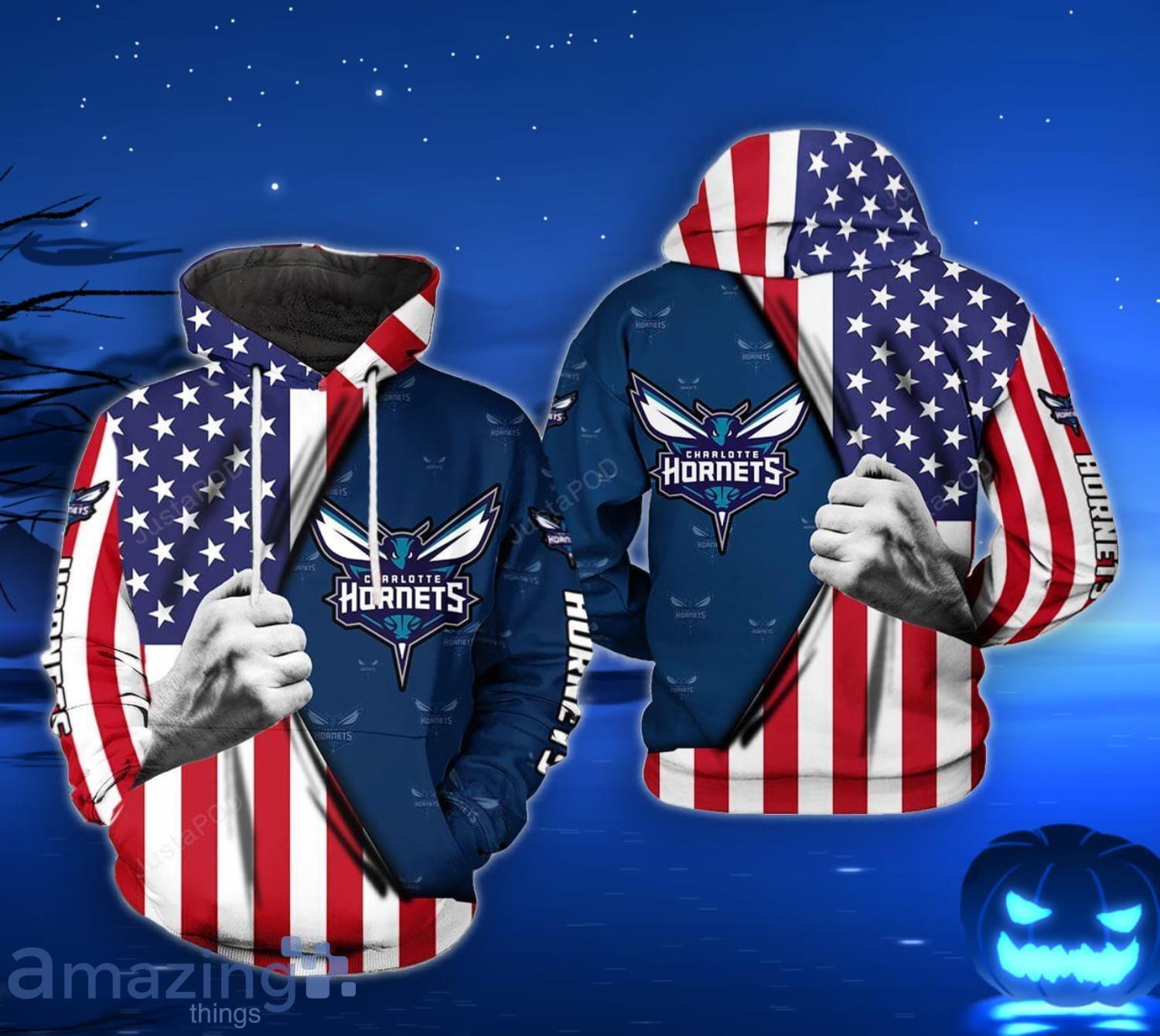 Charlotte Hornets NBA US Flag Pattern 3D All Over Print Hoodie For