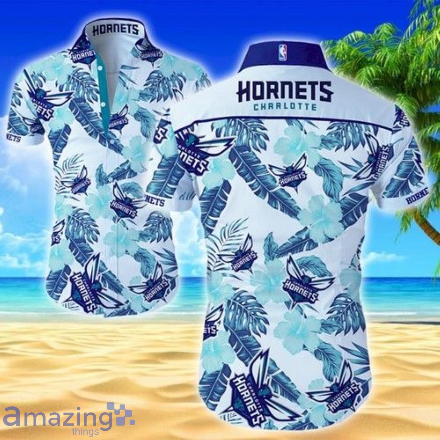 Charlotte Hornets Tropical Pattern Short Sleeve Hawaiian Shirt Product Photo 1