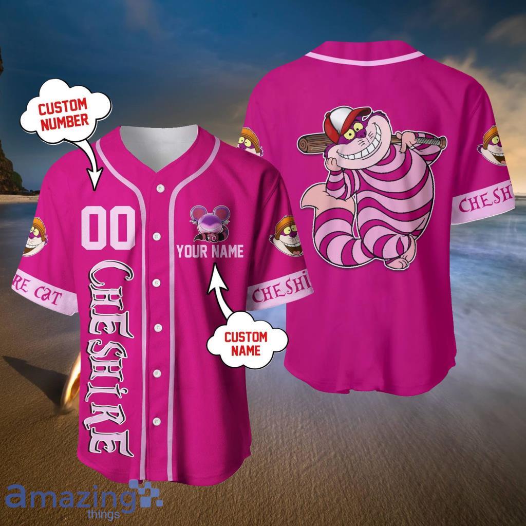 Personalized Cheshire Cat Dark Pink Purple White Baseball Jersey - T-shirts  Low Price
