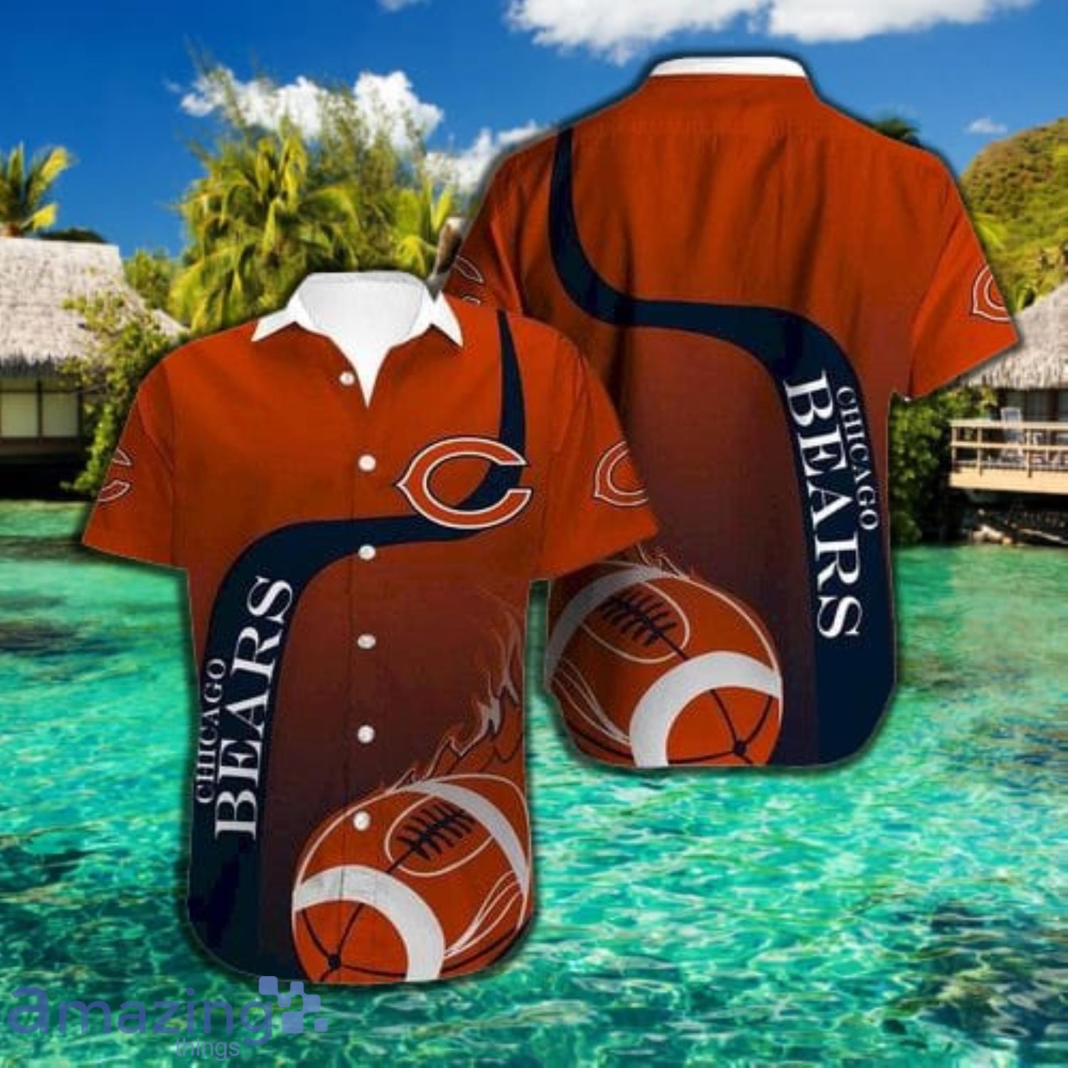 Chicago Bears Full Print Short Sleeve Hawaiian Shirt image Chicago Bears Full Print Short Sleeve Hawaiian Shirt Product Photo 2