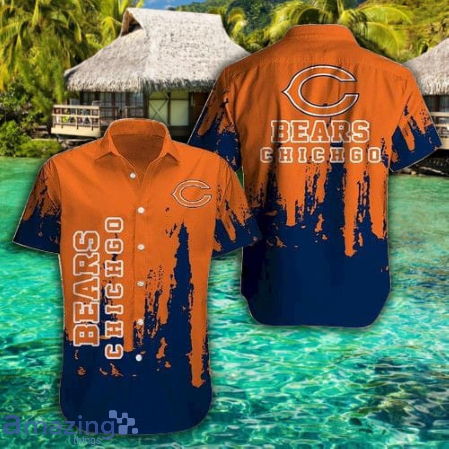 Chicago Bears Grunge Texture And Coconut Tree Pattern Hawiian