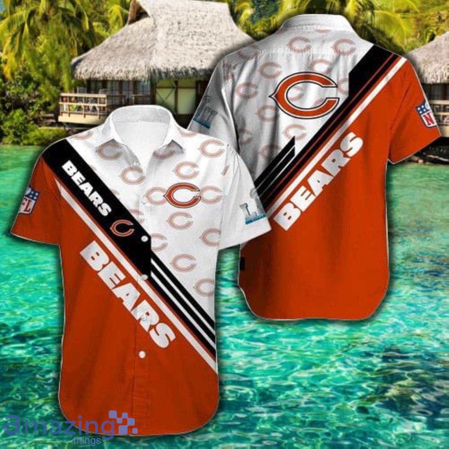 Chicago Bears Logo Symbols Pattern Short Sleeve Hawaiian Shirt Product Photo 1