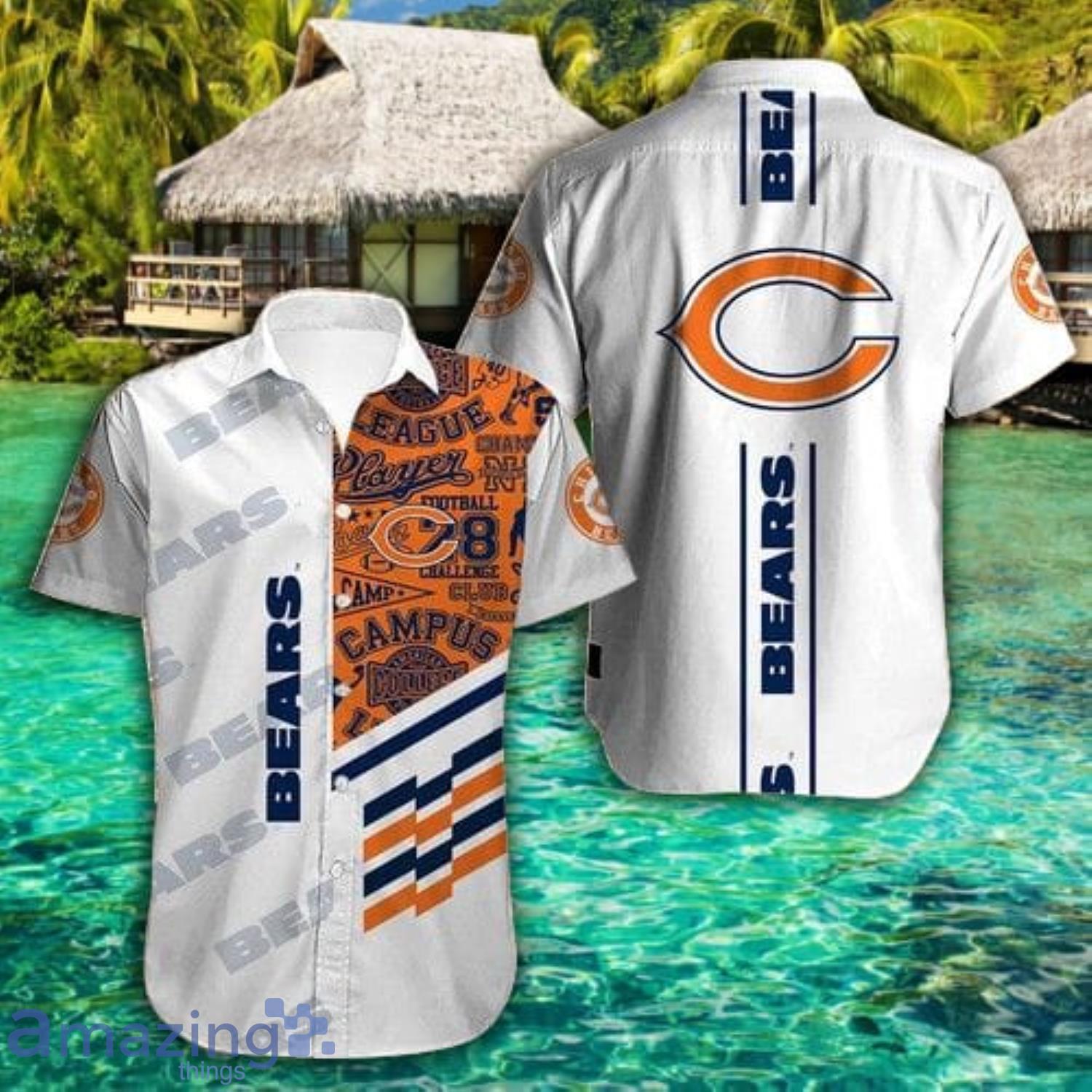 Chicago Bears White Short Sleeve Hawaiian Shirt Gift For Fans Product Photo 1