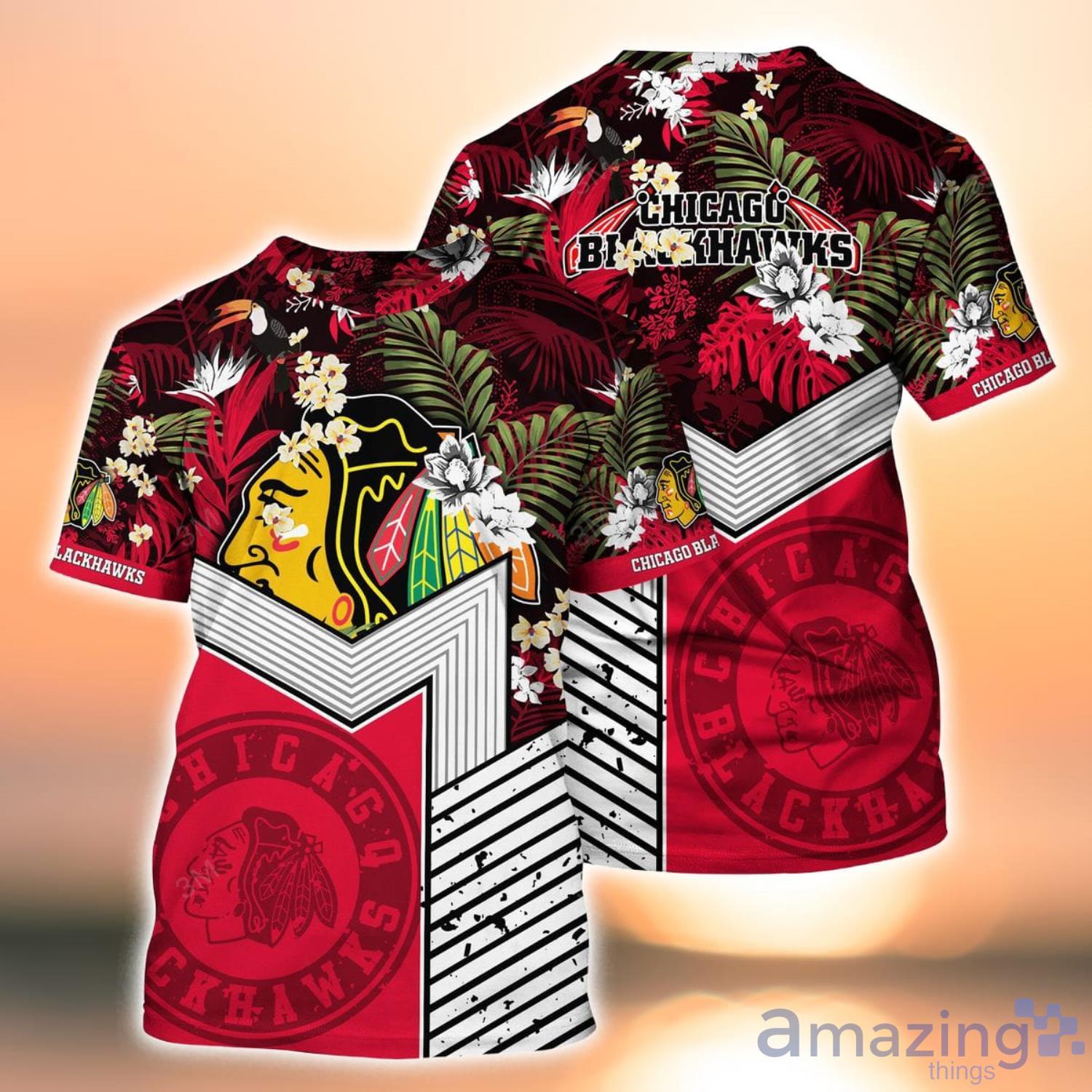 Chicago Blackhawks Retro NHL 3D Hawaiian Shirt And Shorts For Men And Women  Gift Fans - Banantees