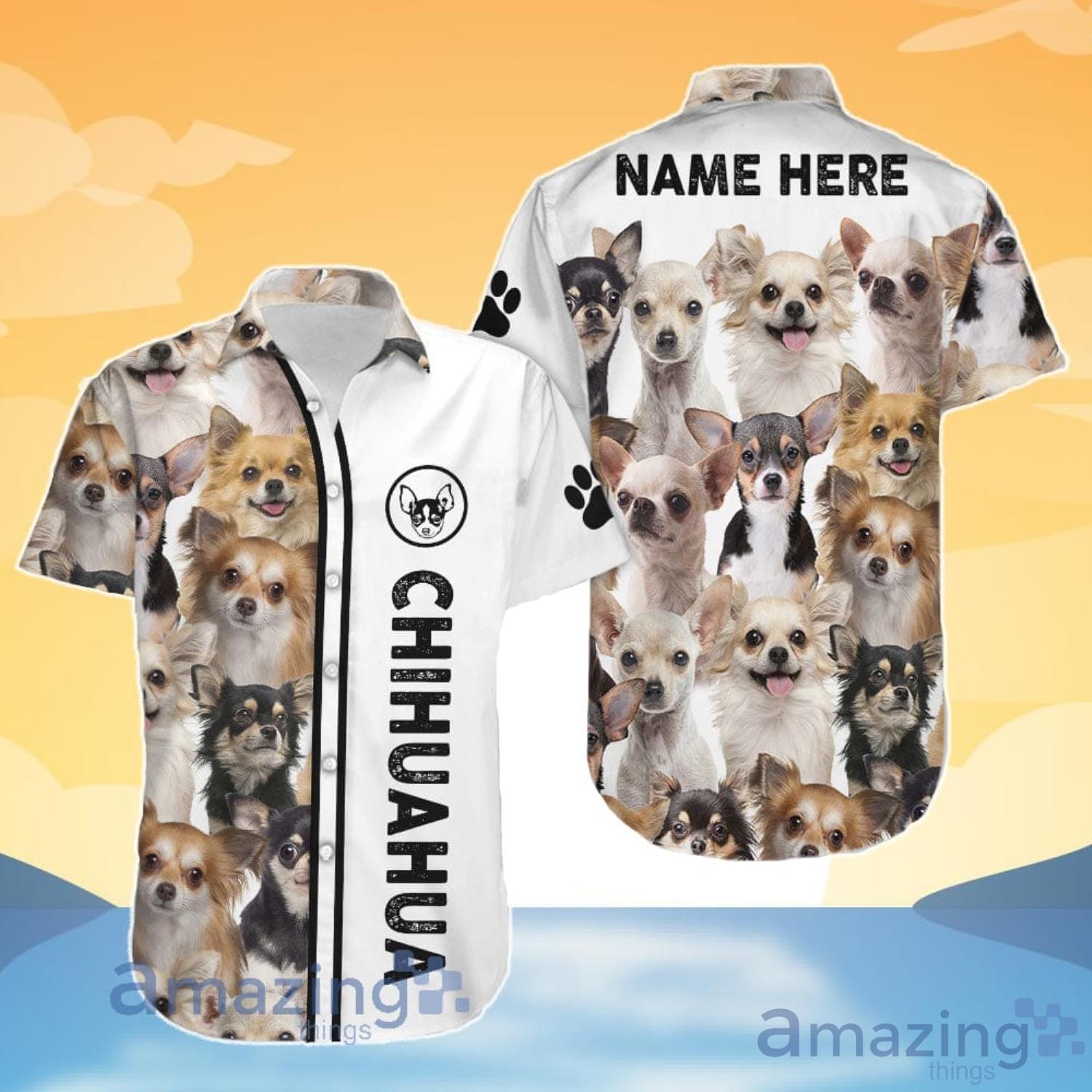 Chihuahua Lover Personalized Name Chihuahua Faces Hawaiian Shirt And Shorts image Chihuahua Lover Personalized Name Chihuahua Faces Hawaiian Shirt And Shorts Product Photo 4