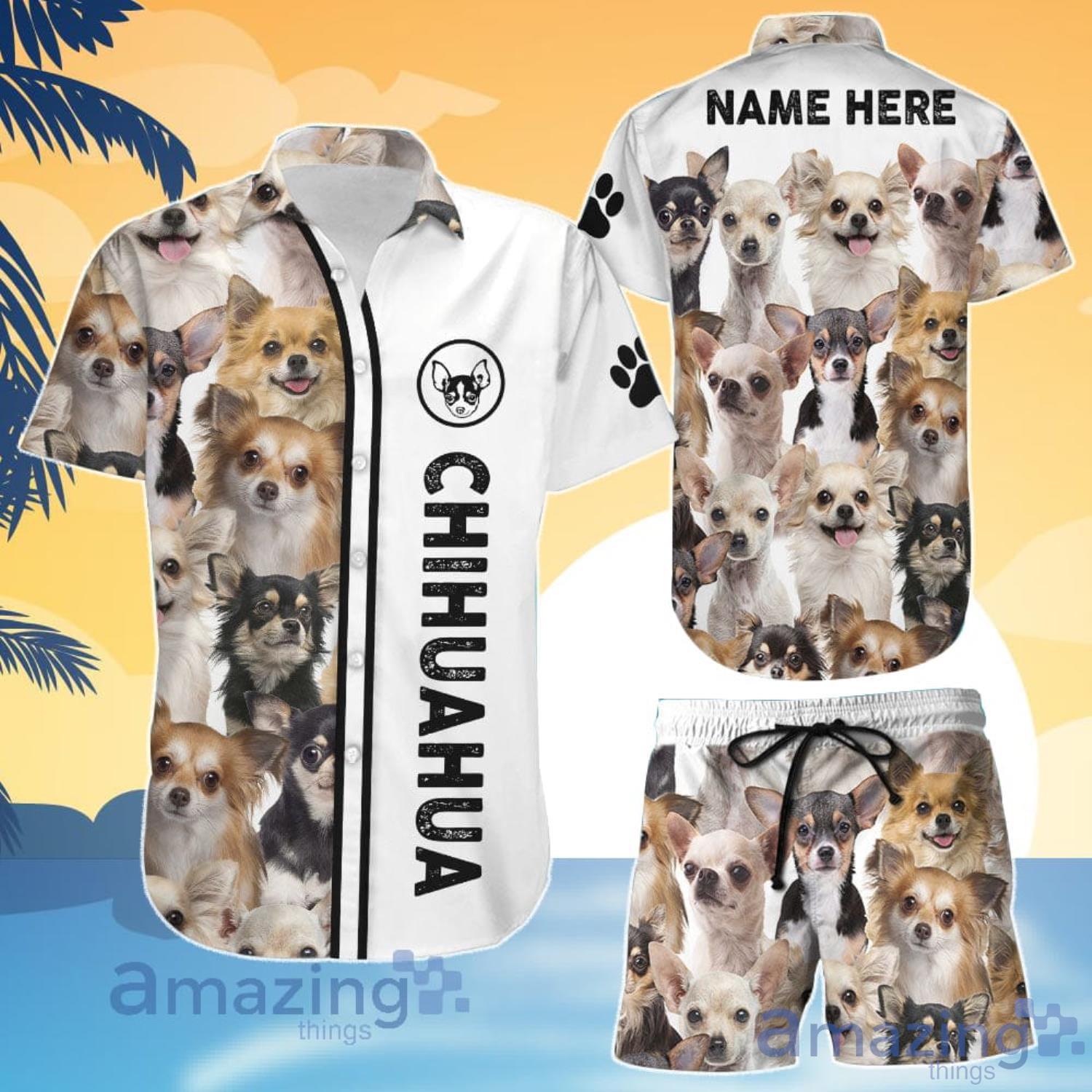 Chihuahua Lover Personalized Name Chihuahua Faces Hawaiian Shirt And Shorts Product Photo 1 Chihuahua Lover Personalized Name Chihuahua Faces Hawaiian Shirt And Shorts Product Photo 1
