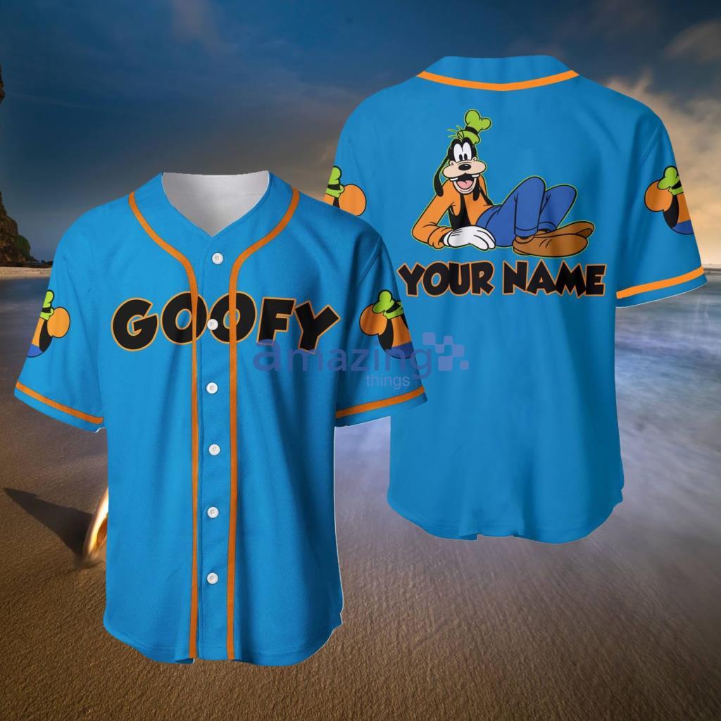 Chilling Goofy Dog Blue Custom Disney Baseball Jerseys  For Men And Women - Chilling Goofy Dog Blue Custom Disney Baseball Jerseys  For Men And Women