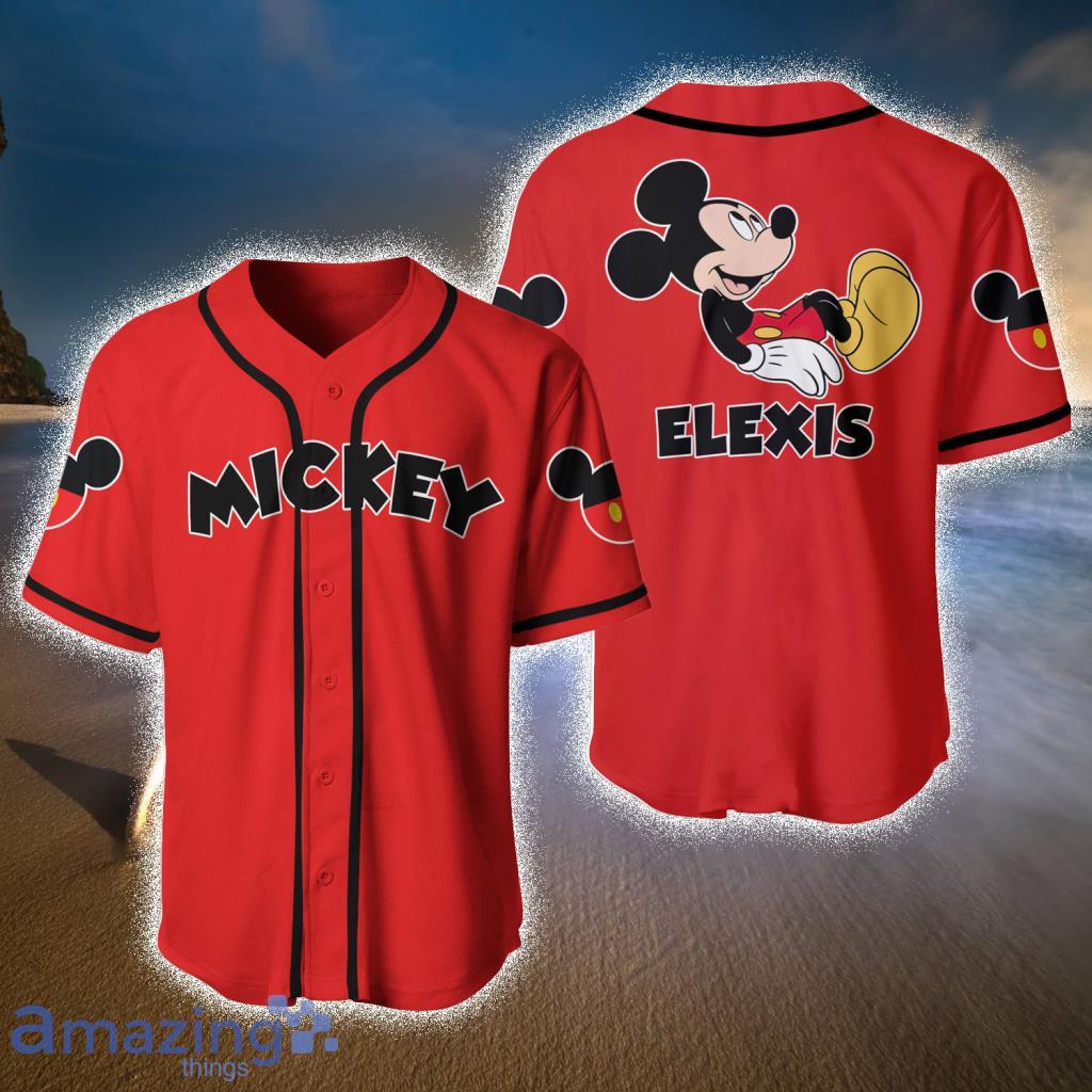 Disney Boys Mickey Mouse Baseball Jersey - Boys Classic Mickey Mouse Mesh Button Down Baseball Jersey Mickey Mouse Shirt