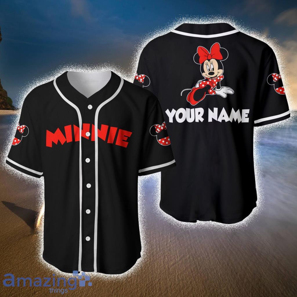 Chilling Minnie Mouse Black Disney Custom Baseball Jerseys  For Men And Women - Chilling Minnie Mouse Black Disney Custom Baseball Jerseys  For Men And Women