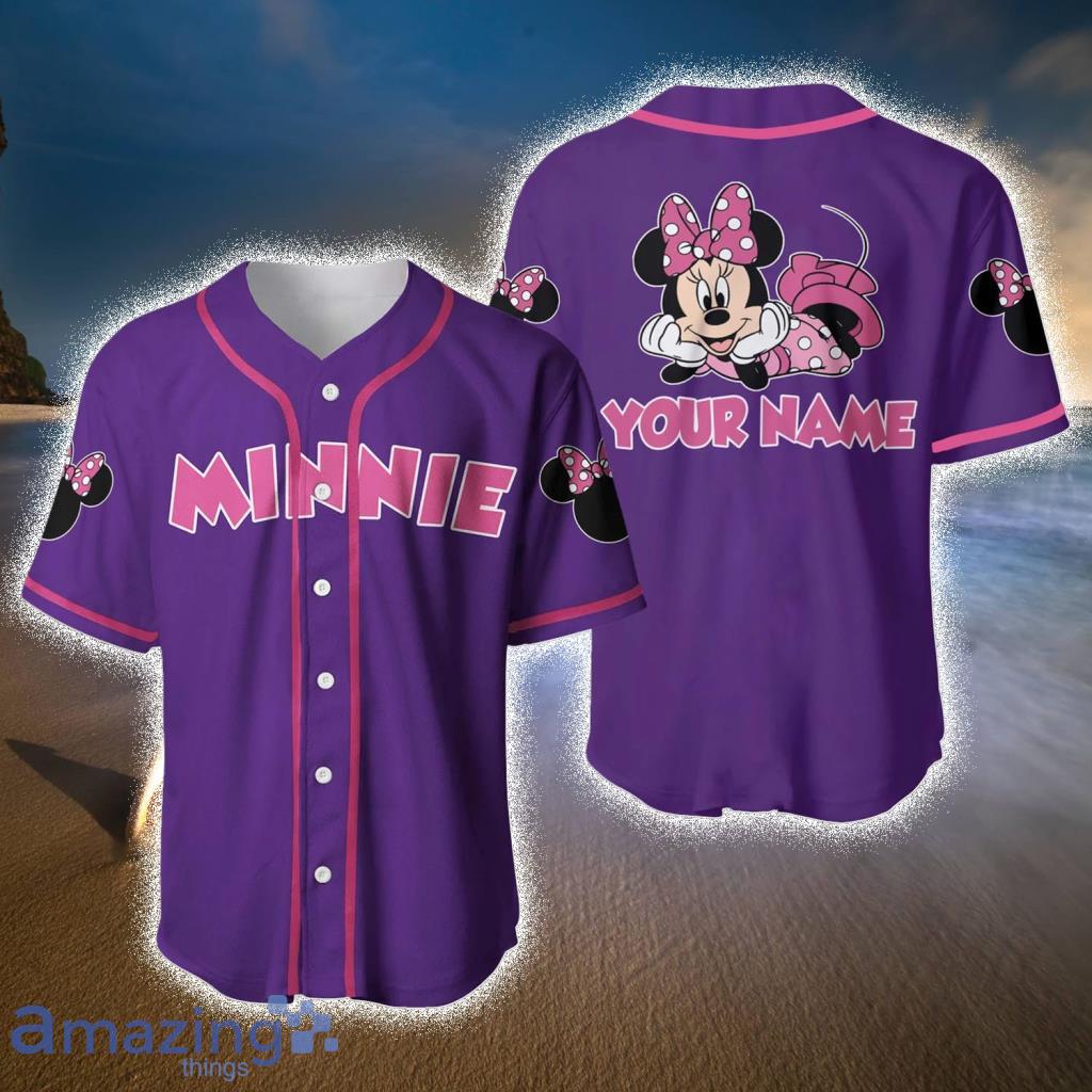 Chilling Minnie Mouse Pink Purple Disney Custom Baseball Jerseys  For Men And Women - Chilling Minnie Mouse Pink Purple Disney Custom Baseball Jerseys  For Men And Women