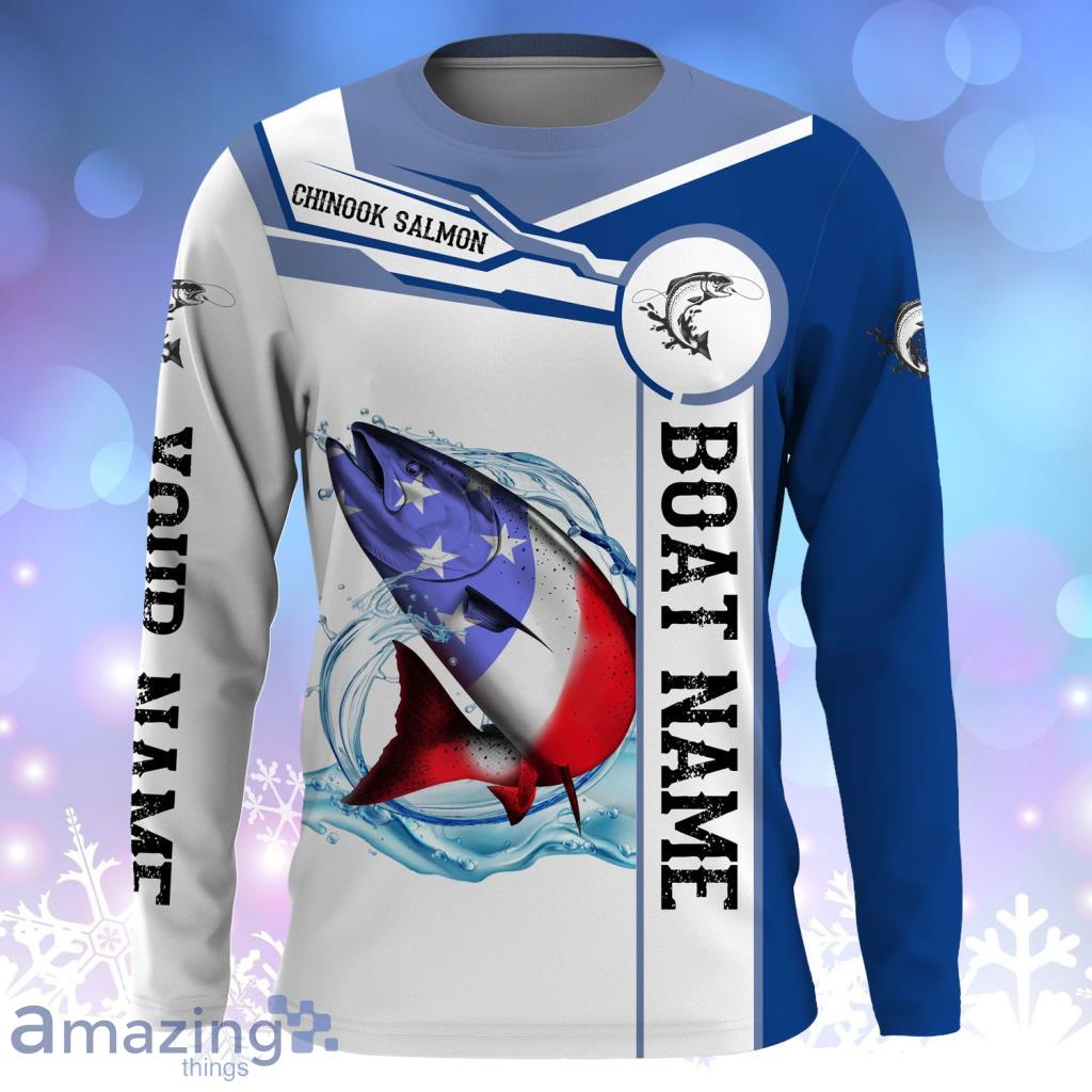 Chinook Salmon Fishing American Flag Custom Name Longsleeve 3D For Men And Women - Chinook Salmon Fishing American Flag Custom Name Longsleeve 3D For Men And Women