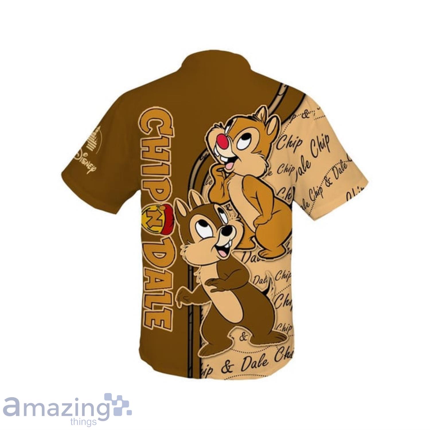Chipmunks Chip & Dale Brown Stripes Disney Hawaiian Shirt For Men And Women image Chipmunks Chip & Dale Brown Stripes Disney Hawaiian Shirt For Men And Women Product Photo 2