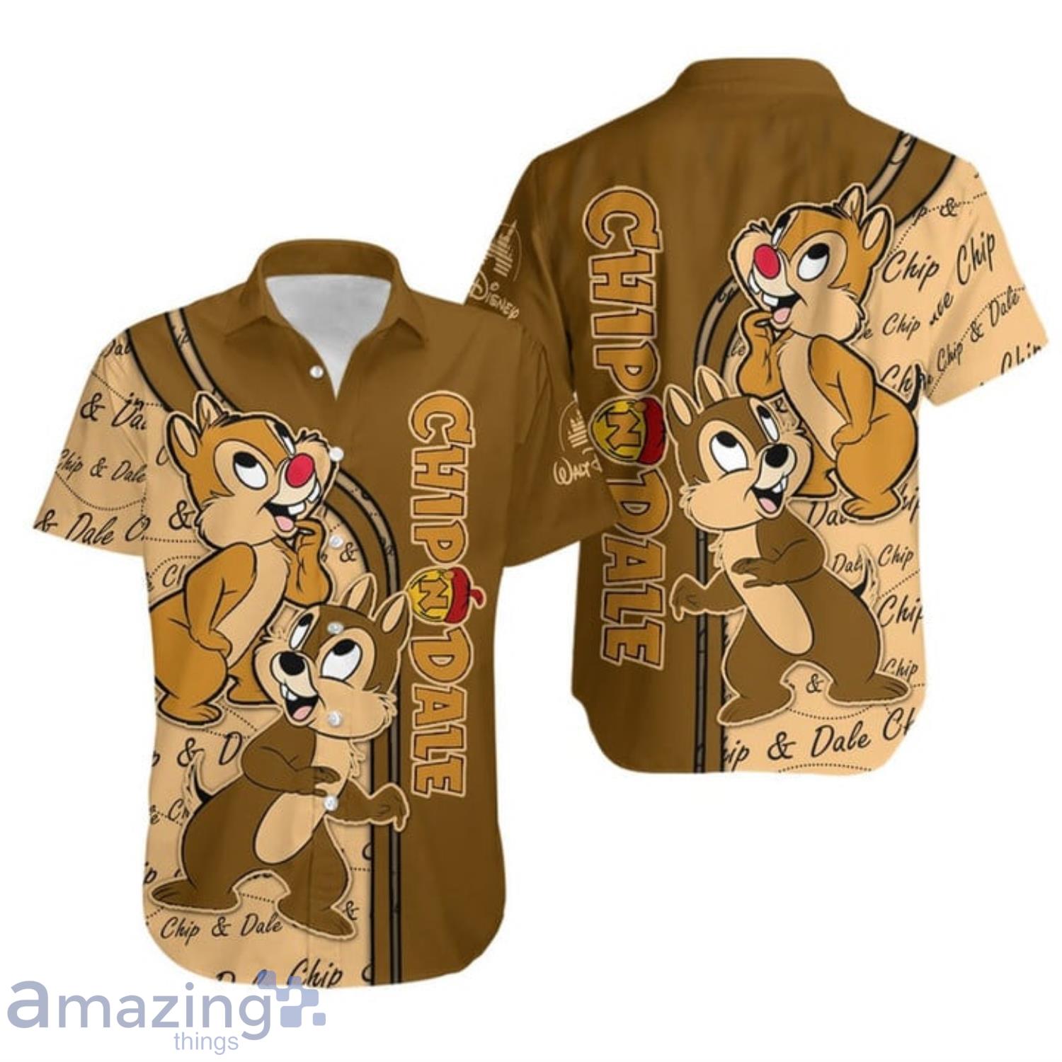 Chipmunks Chip & Dale Brown Stripes Disney Hawaiian Shirt For Men And Women Product Photo 1