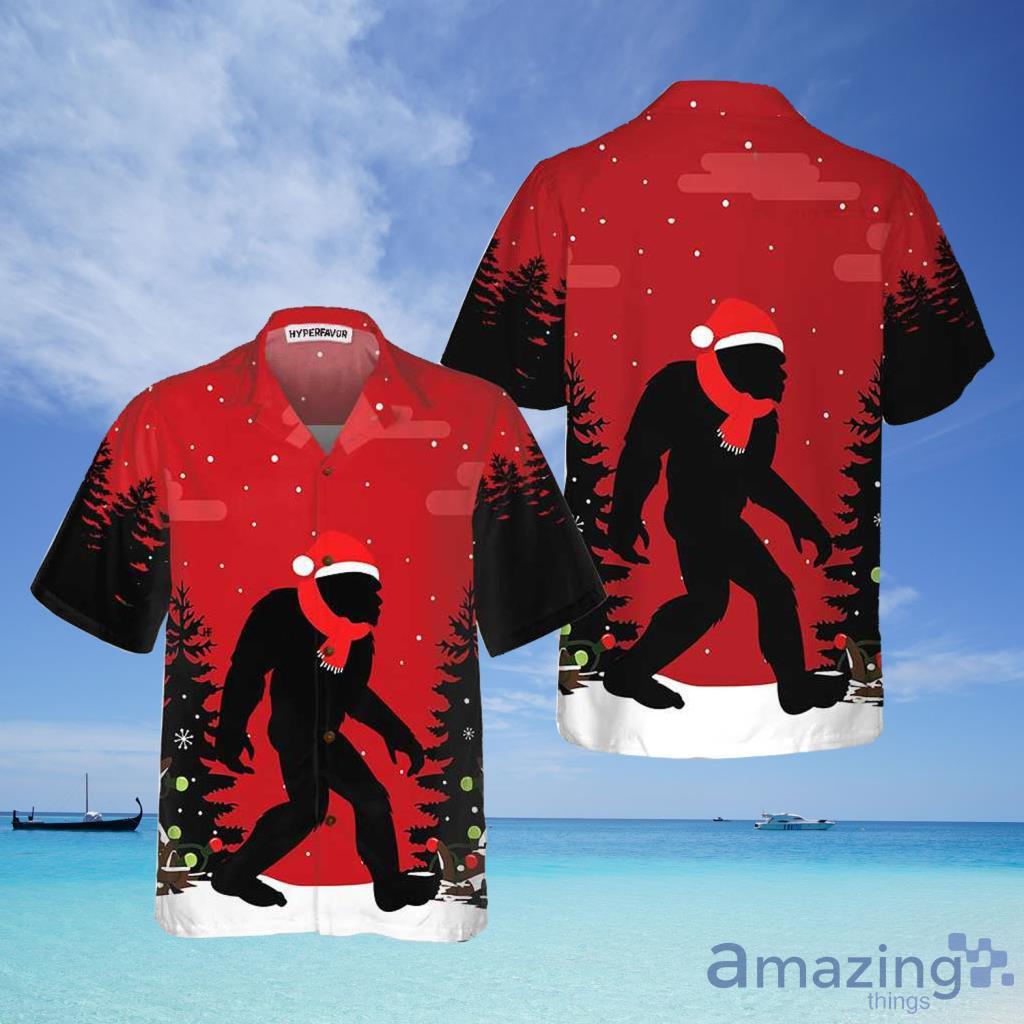 Christmas Bigfoot In The Forest Hawaiian Shirt For Men And Women - Christmas Bigfoot In The Forest Hawaiian Shirt For Men And Women