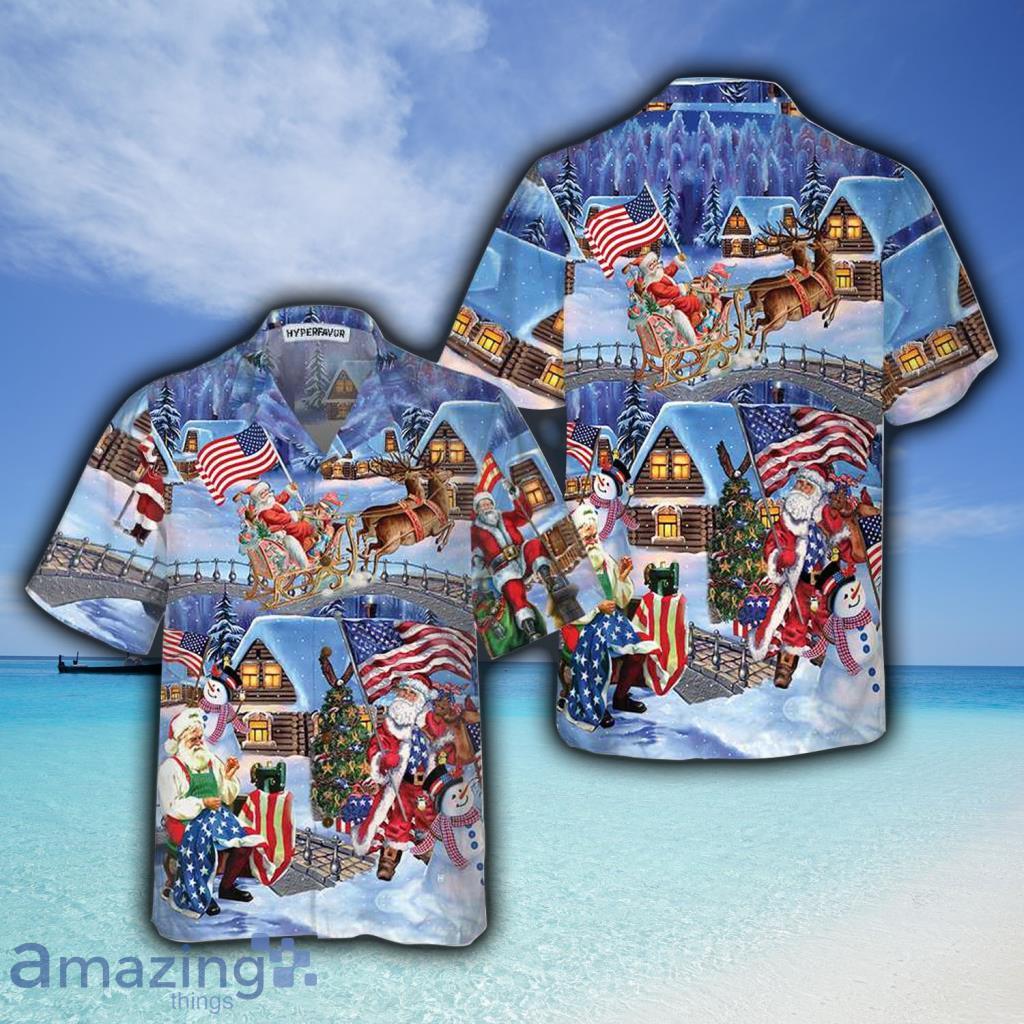 Christmas Holiday Santa Patriot  Hawaiian Shirt For Men And Women - Christmas Holiday Santa Patriot  Hawaiian Shirt For Men And Women