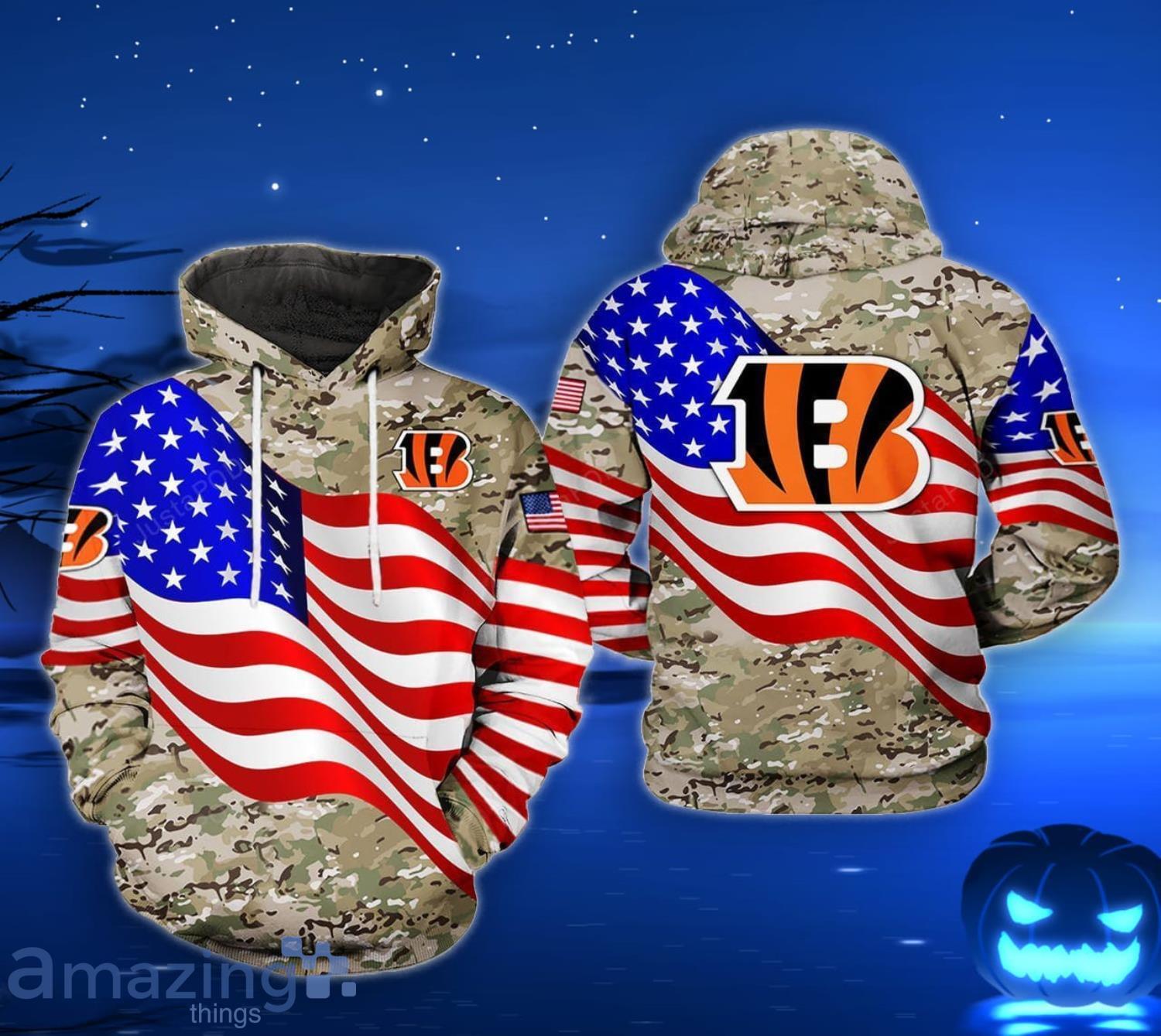 Cincinnati Bengals NFL US Flag Camo Veteran Team 3D All Over Print