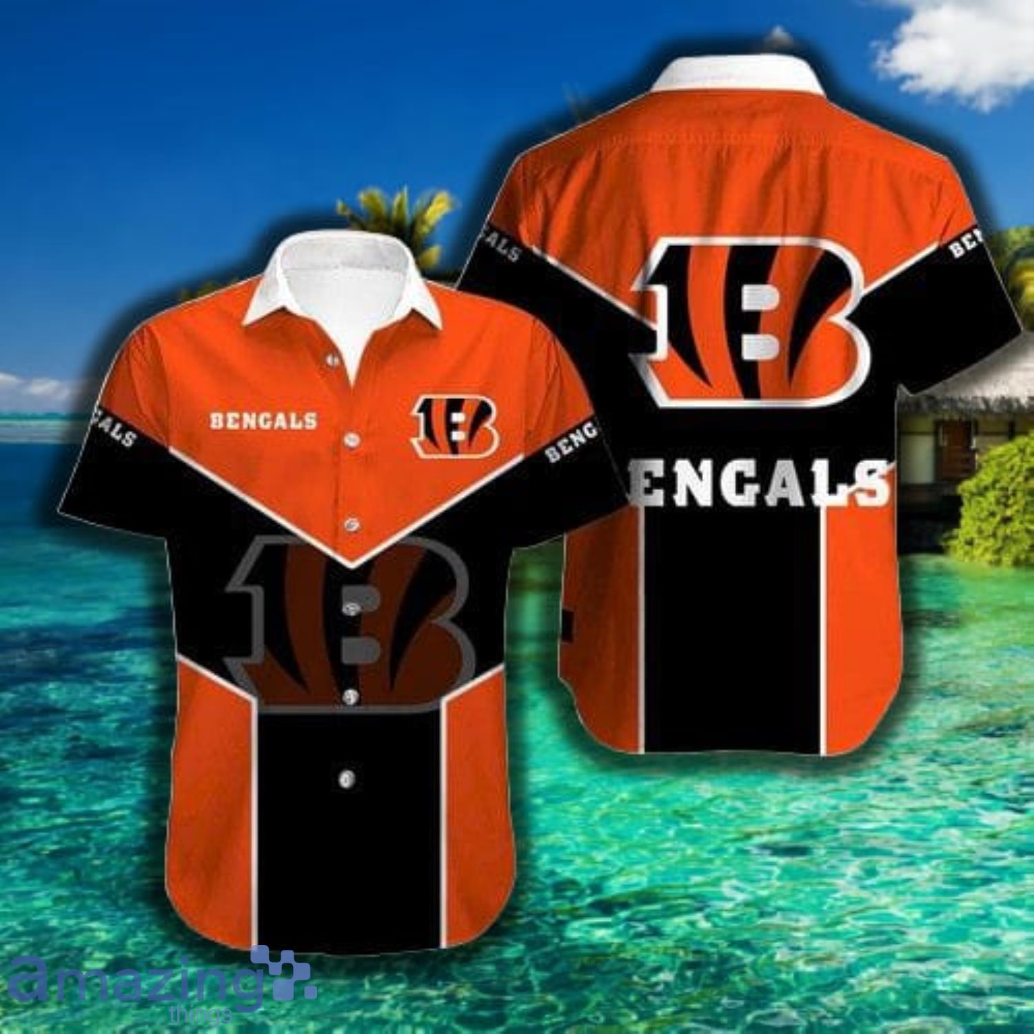 Cincinnati Bengals Orange Black Short Sleeve Hawaiian Shirt