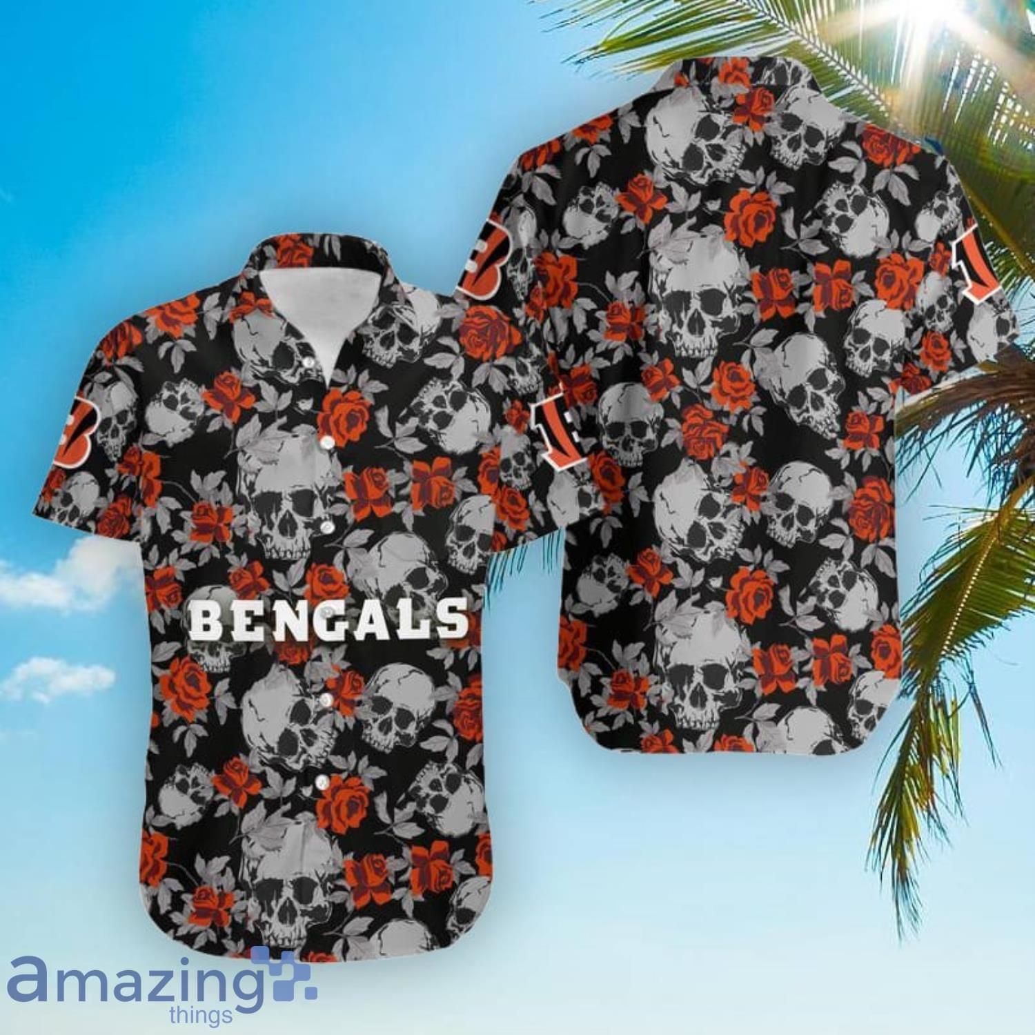 Cincinnati Bengals Skull Flower Hawaiian Shirt - Growkoc