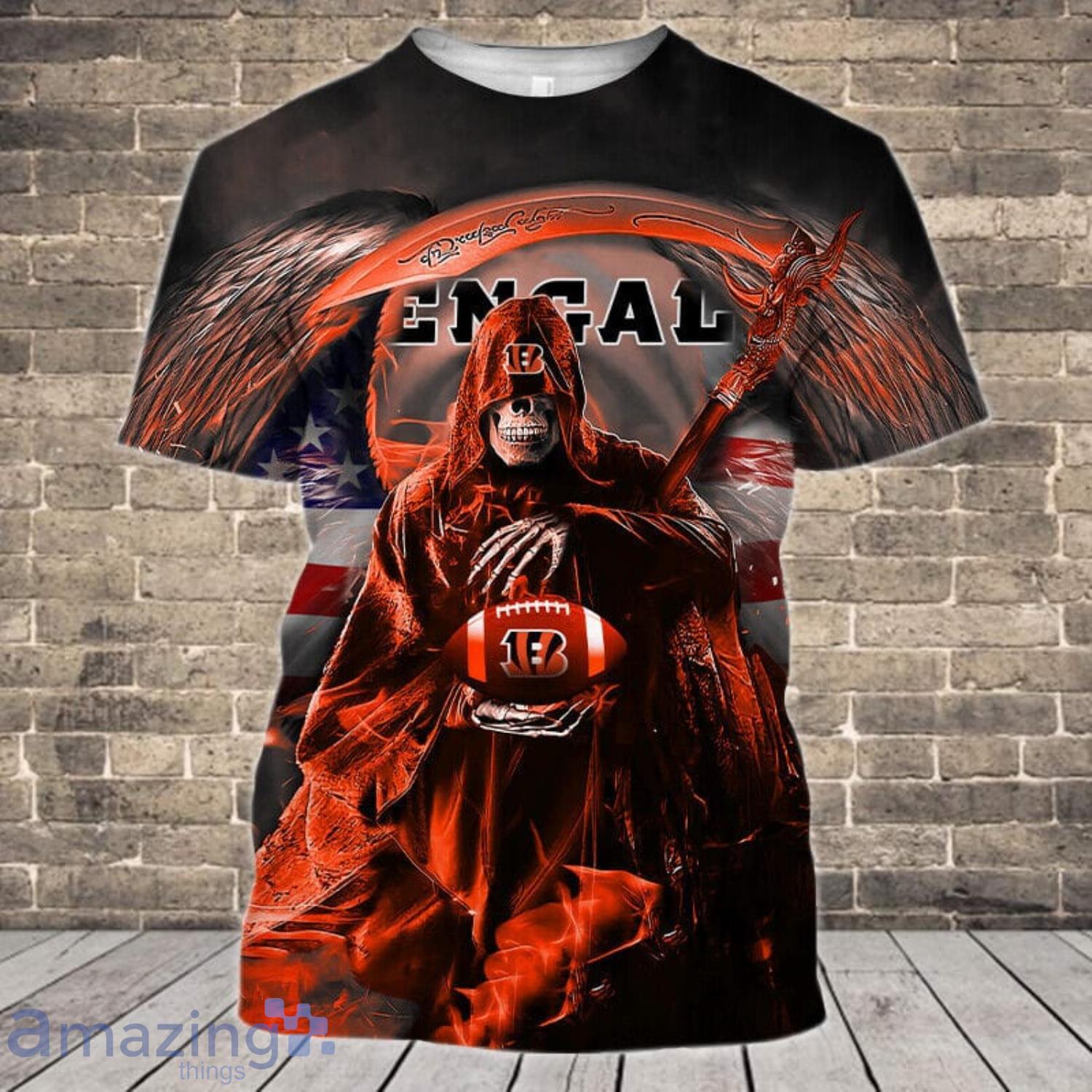 Cincinnati Bengals Tshirts 3D Grim Reaper Unique Bengals Gifts