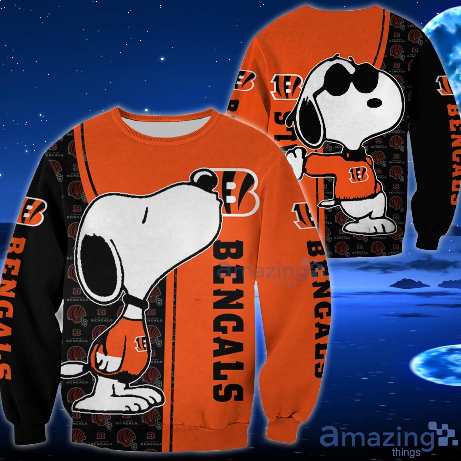 Cincinnati Bengals Snoopy All Over Printed 3D T-Shirt Hoodie Sweatshirt  Bomber For Sport Fans
