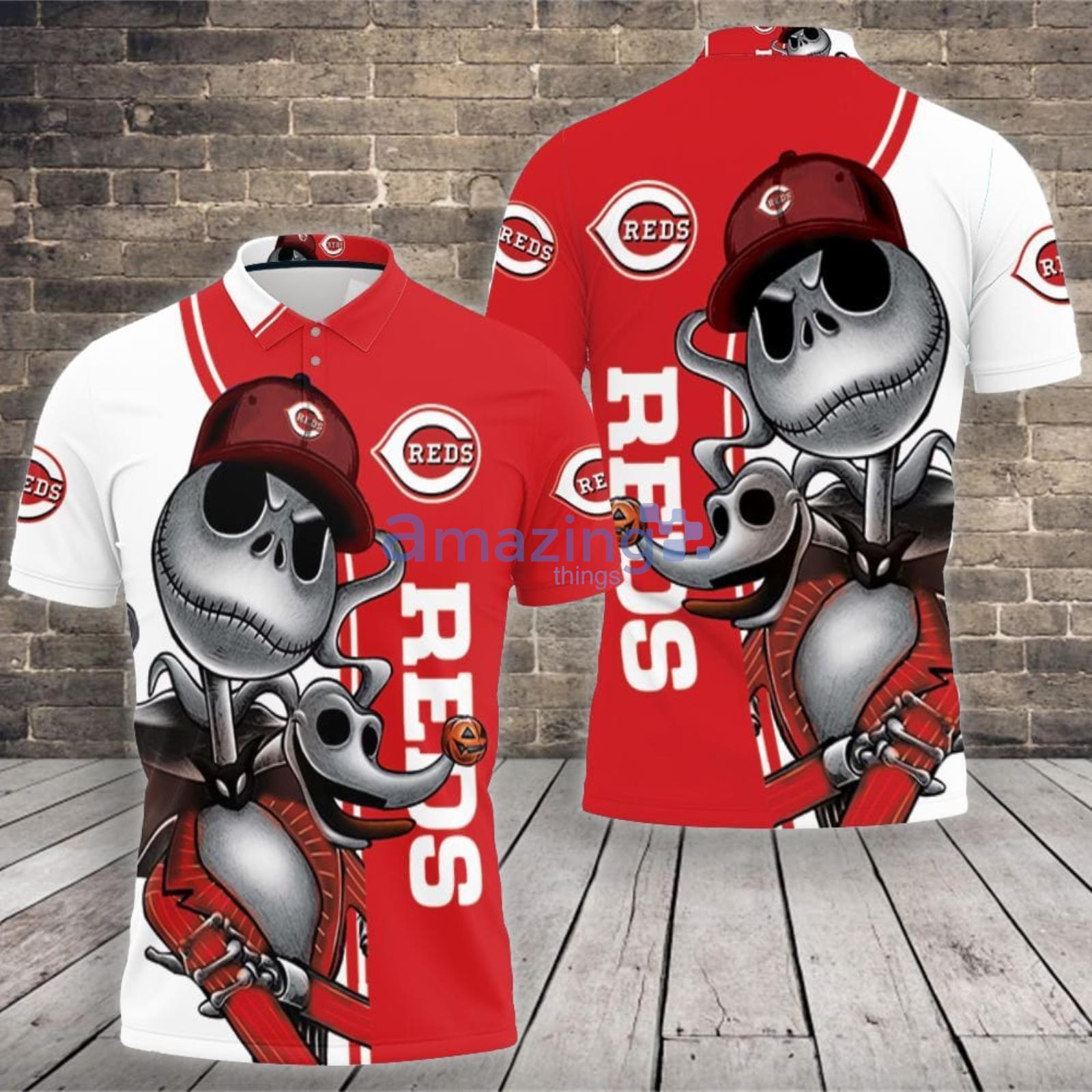Cincinnati Reds Jack Skellington And Zero Polo Shirt For Sport Fans Product Photo 1