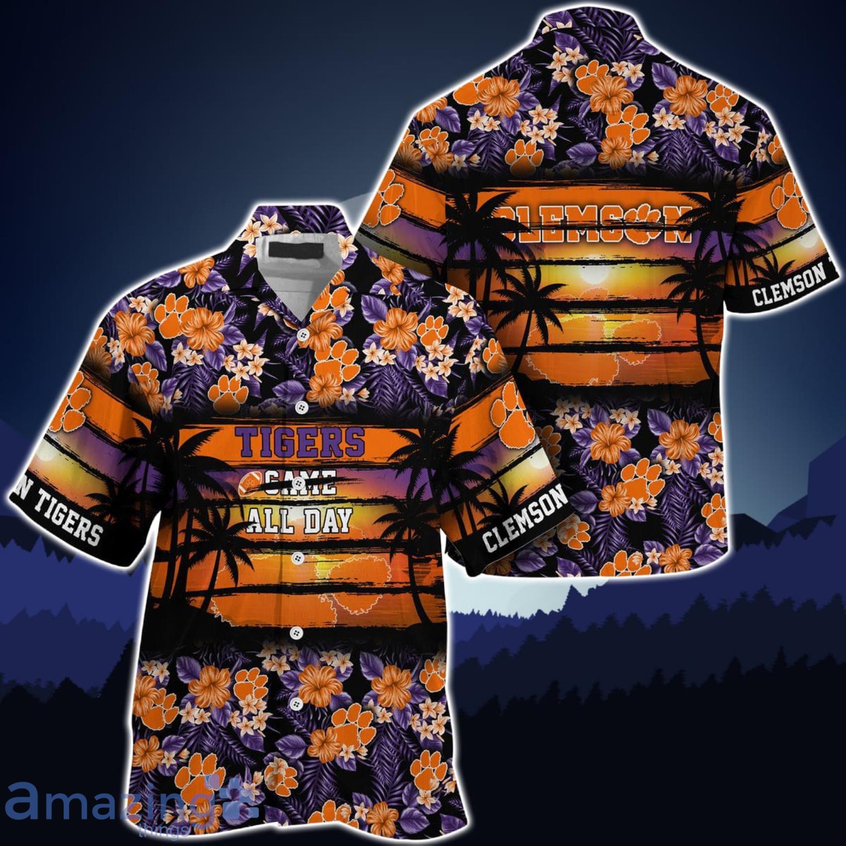Clemson Tigers Came All Day Flower Hawaiian Shirt Product Photo 1