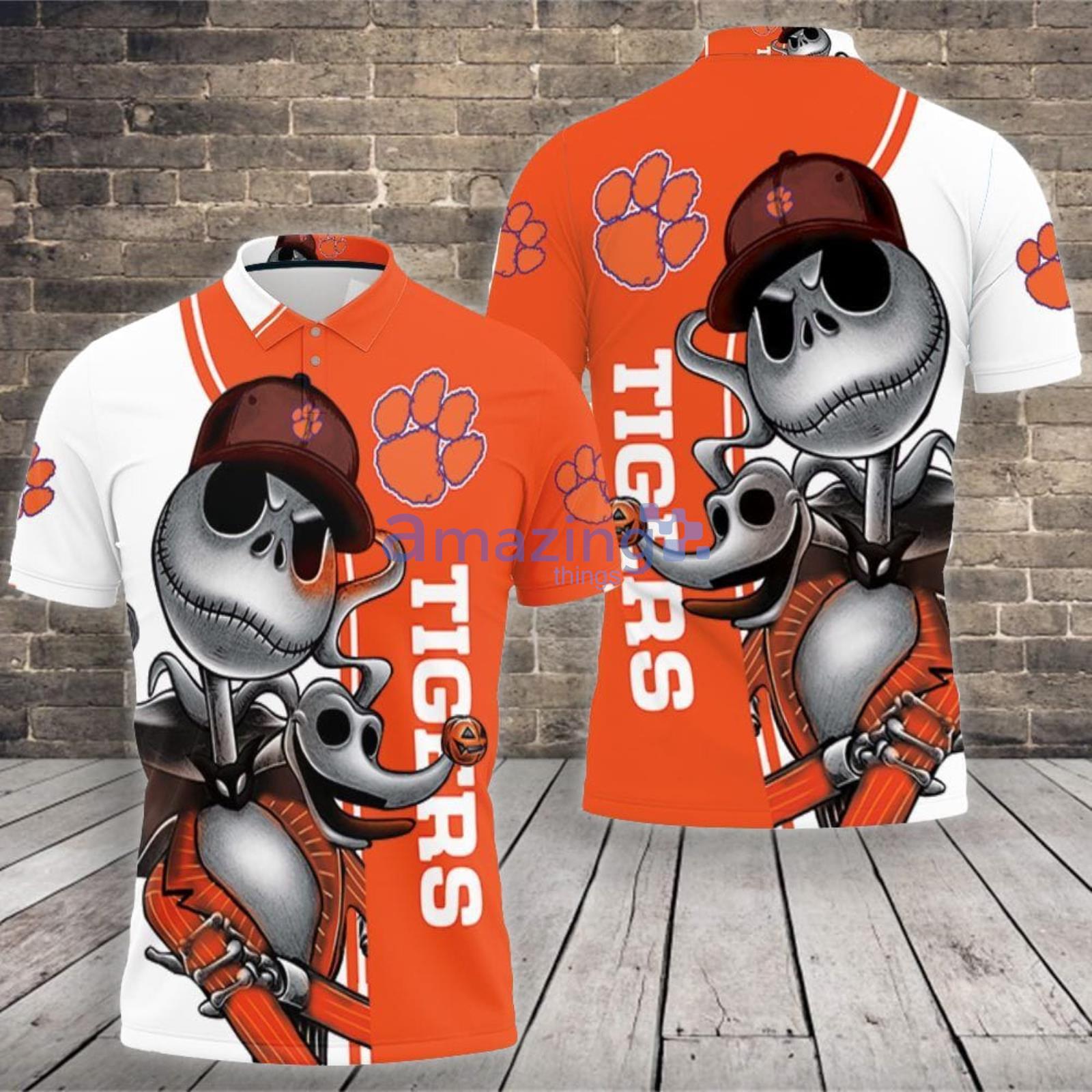 Clemson Tigers Jack Skellington And Zero Polo Shirt For Sport Fans Product Photo 1