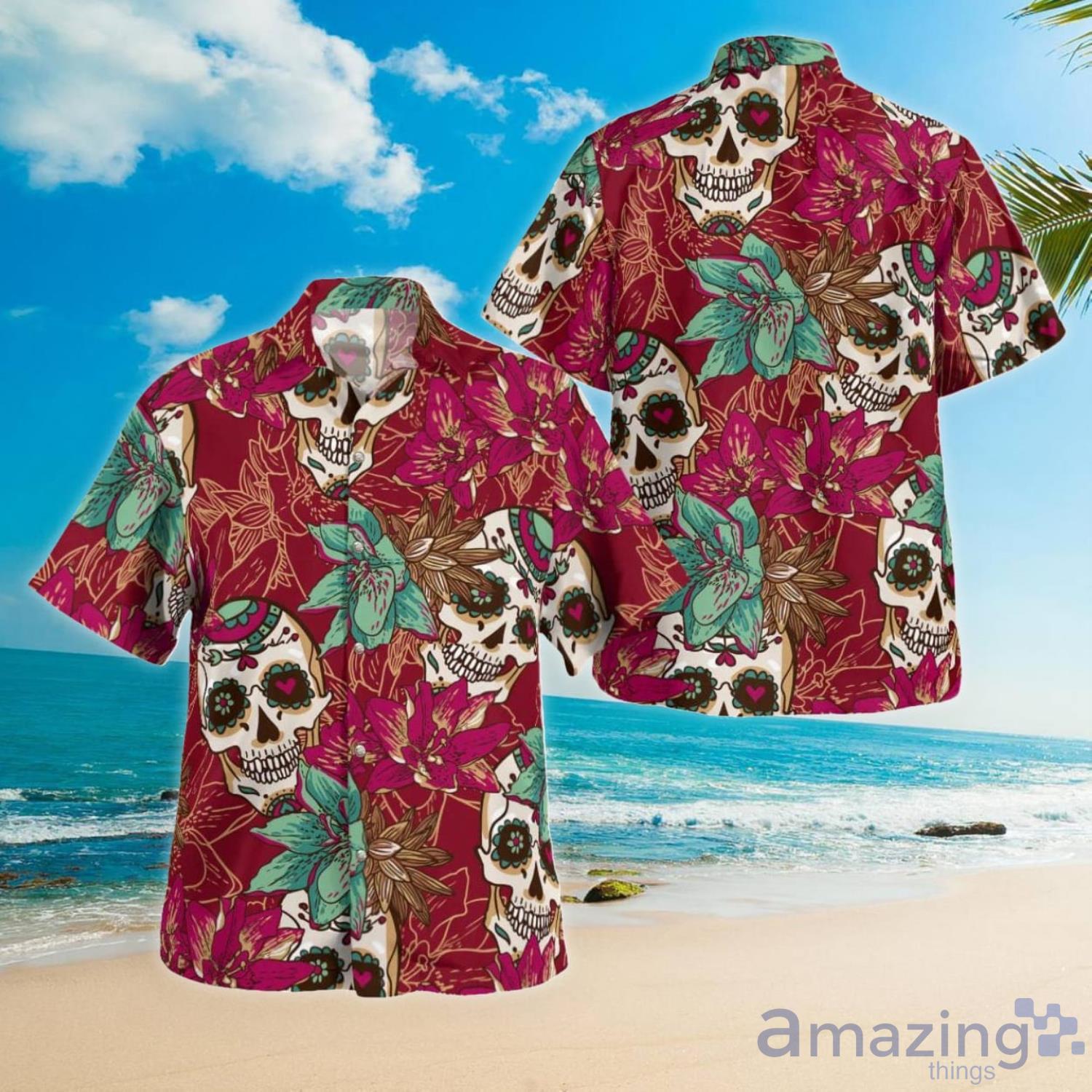 Colorful Skulls Hallowwen Hawaiian Shirt For Men And Women Product Photo 1