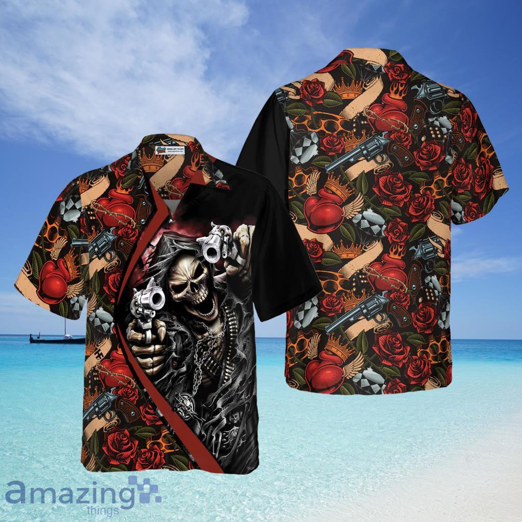 Cool Gun Skull Hawaiian Shirt For Men And Women - Cool Gun Skull Hawaiian Shirt For Men And Women