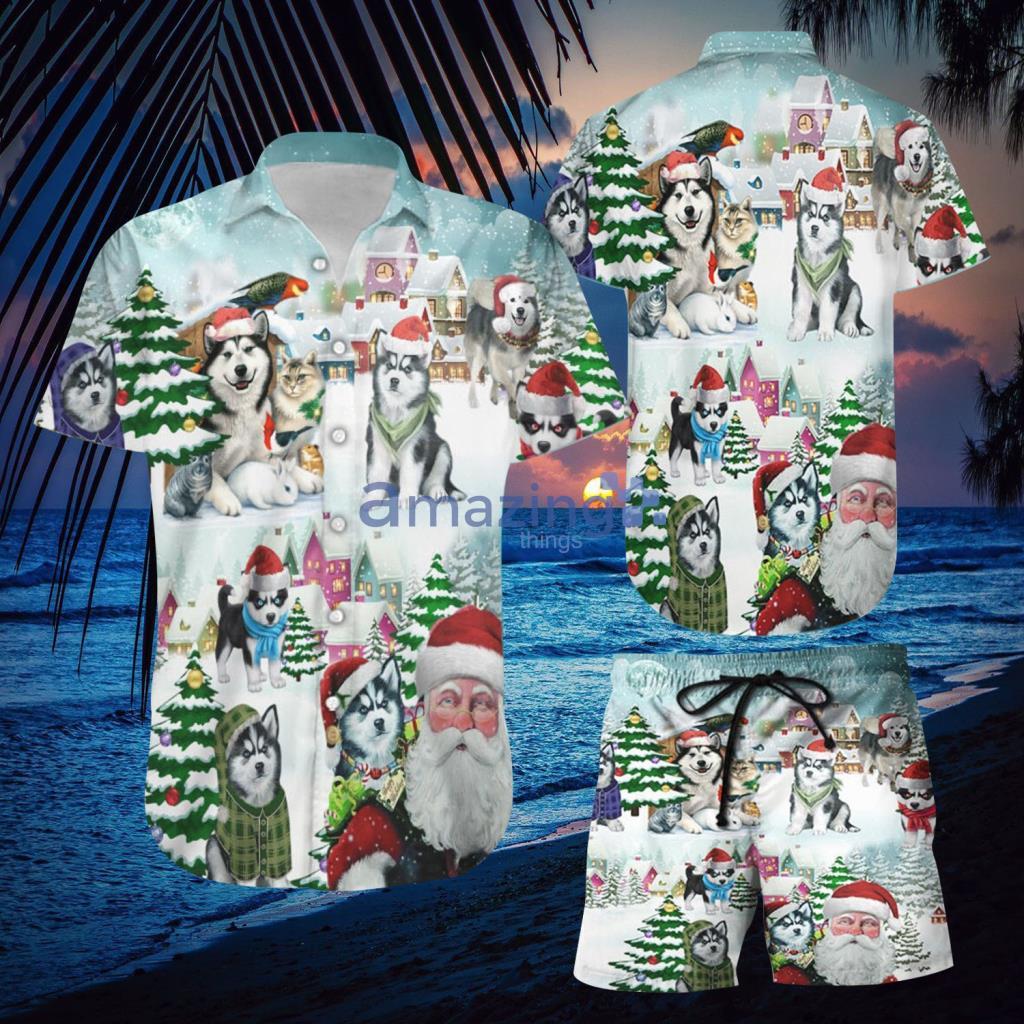 Cover Your Body With Amazing Merry Husky Christmas Hawaiian Shirt And Short - Cover Your Body With Amazing Merry Husky Christmas Hawaiian Shirt And Short