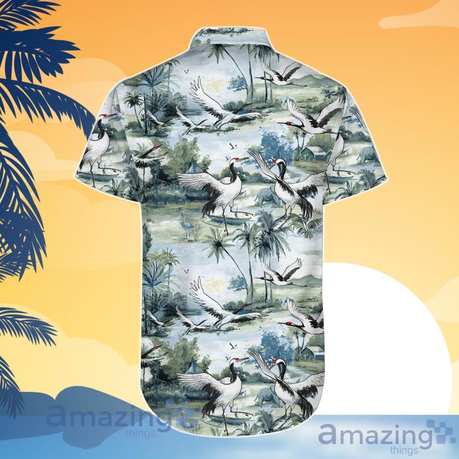 Crane White Japanese Crane Art Hawaiian Shirt And Shorts image Crane White Japanese Crane Art Hawaiian Shirt And Shorts Product Photo 6