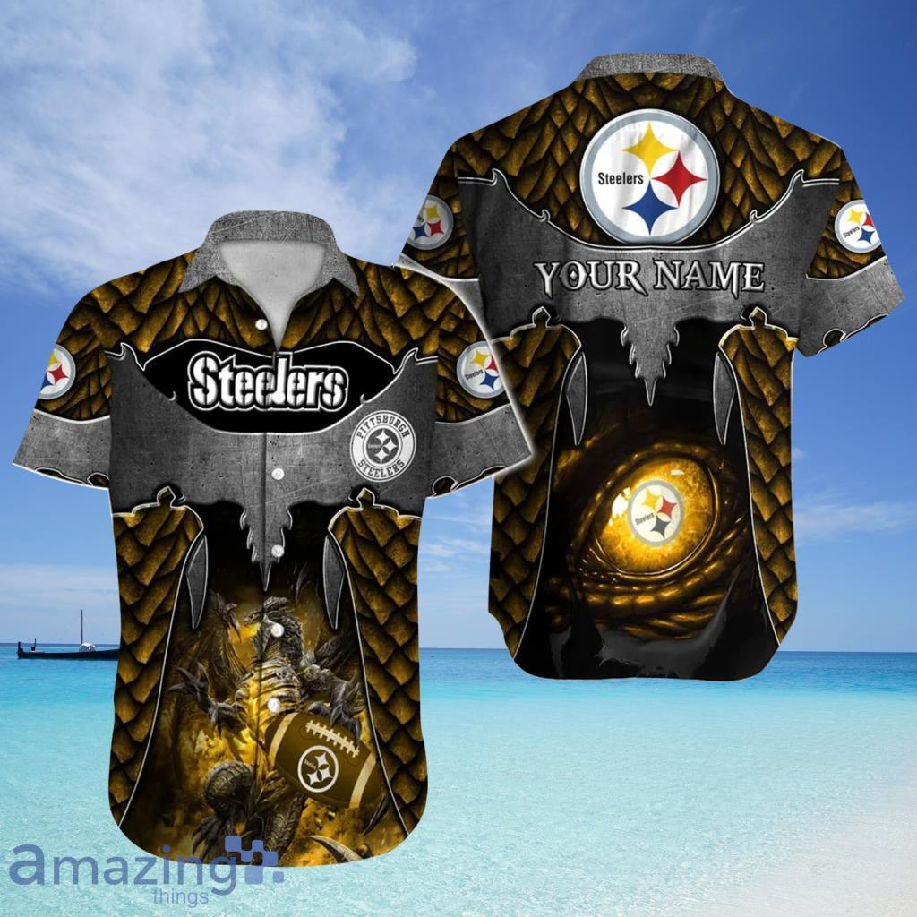 NFL Pittsburgh Steelers Logo And Tropical Graphic Steelers Hawaiian Shirt