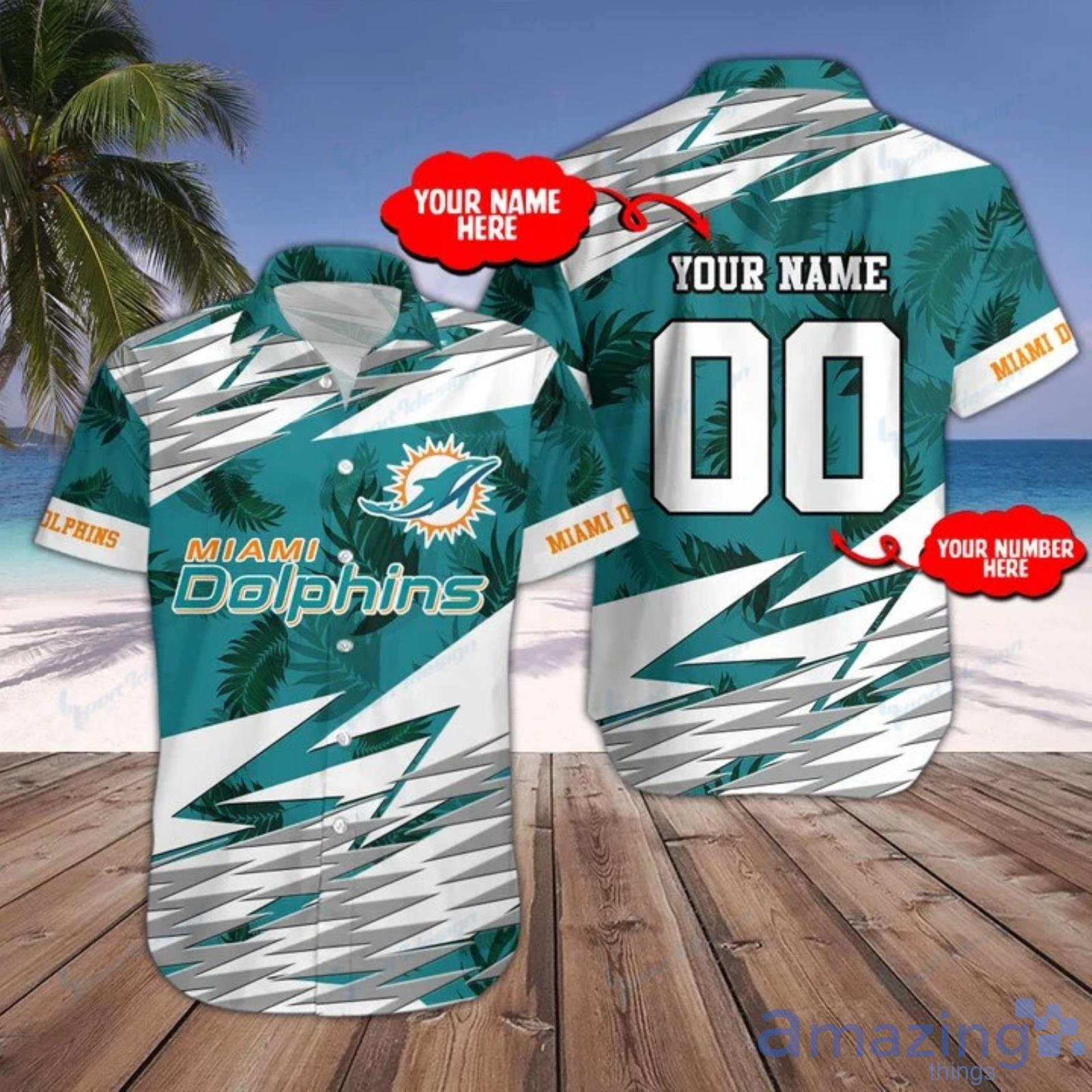 Custom Name and Number Miami Marlins Hawaiian Shirt Gift - Jomagift