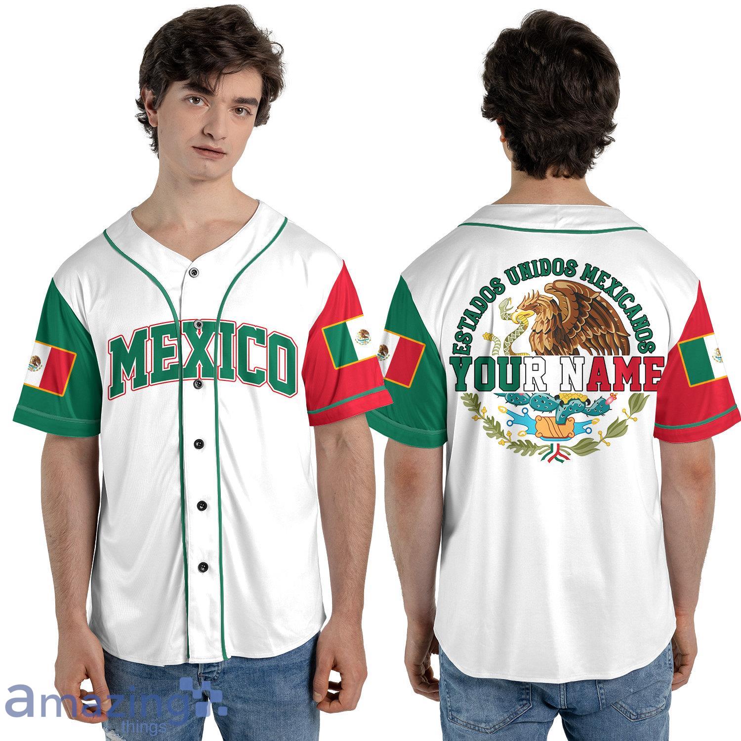 Custom Name Mexico Eagle White Full Print Baseball Jersey Shirt