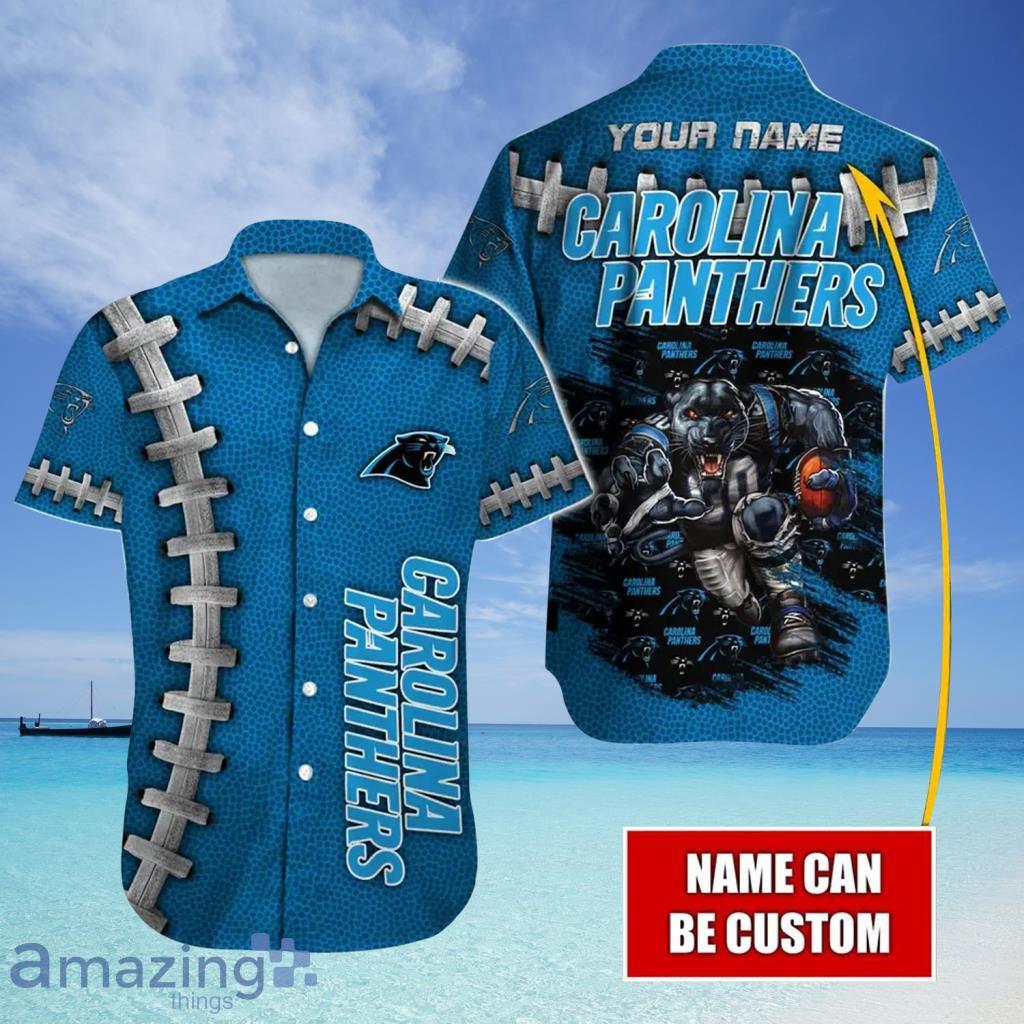 Custom Name NFL Carolina Panthers Aloha Pattern Hawaiian Shirt