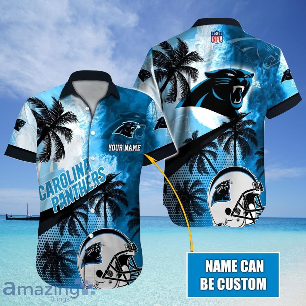 Custom Name NFL Carolina Panthers Tropical Aloha Hawaiian Shirt - Custom Name NFL Carolina Panthers Tropical Aloha Hawaiian Shirt